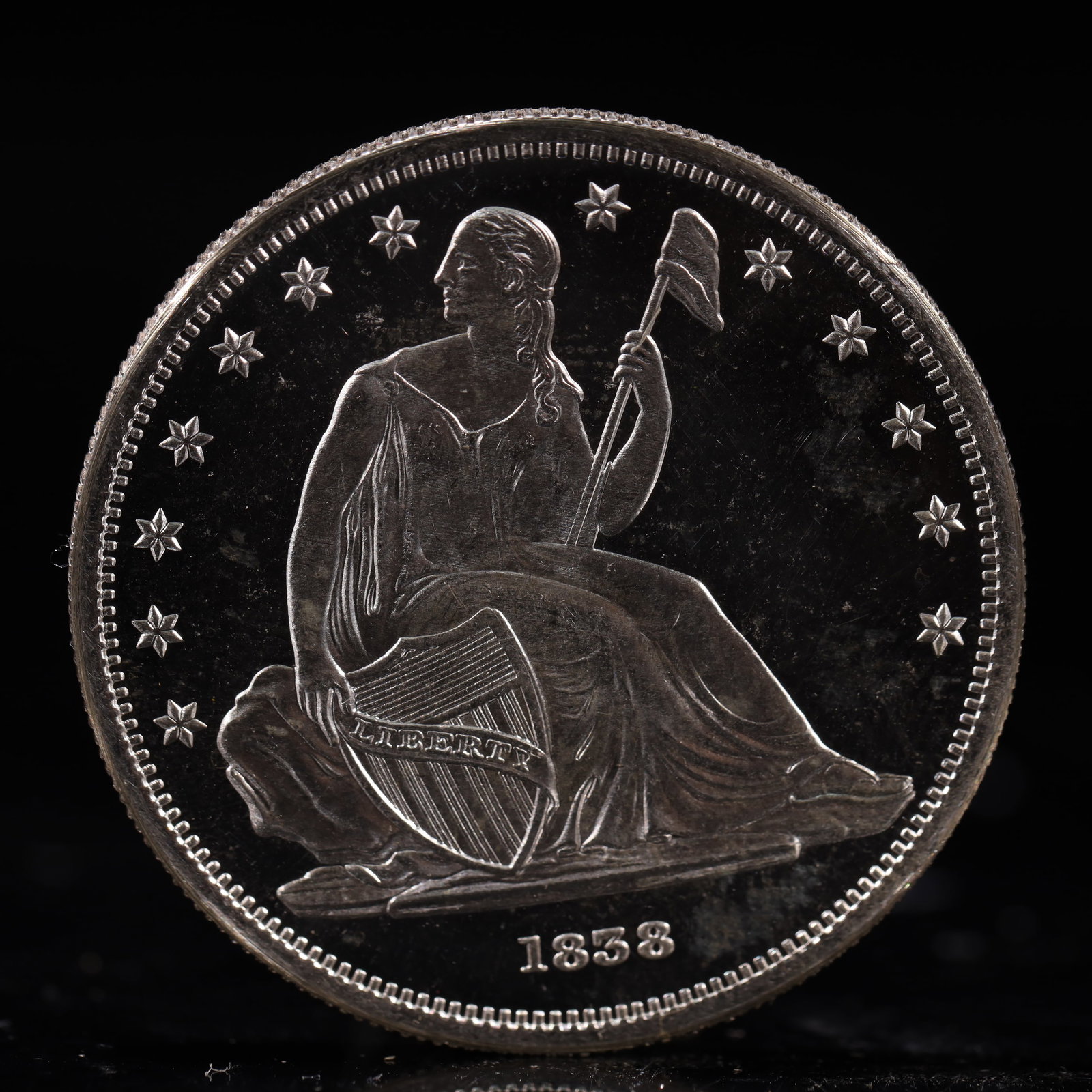 USA One Dollar 1858 Coin: American coin. IN GOD WE TRUST / LIBERTY / 1858 / UNITED STATES OF AMERICA / ONE DOL. Weight:26.9g.