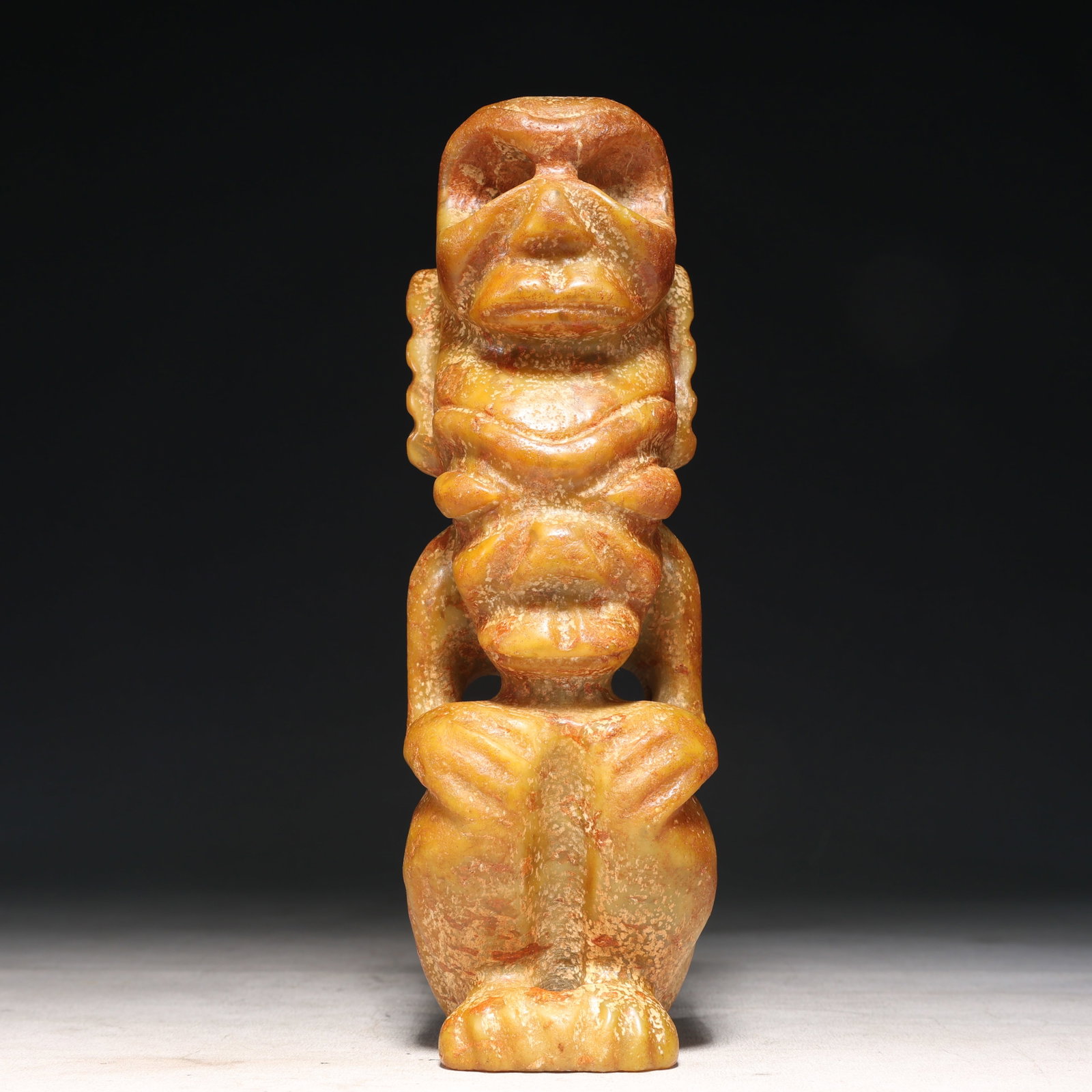 An Archaic Hongshan Culture Yellow Jade Figure Ornament: An Archaic Hongshan Culture Yellow Jade Figure Ornament,Ancient Time, China,Size:3inx2.2inx9.1in Weight:1700g