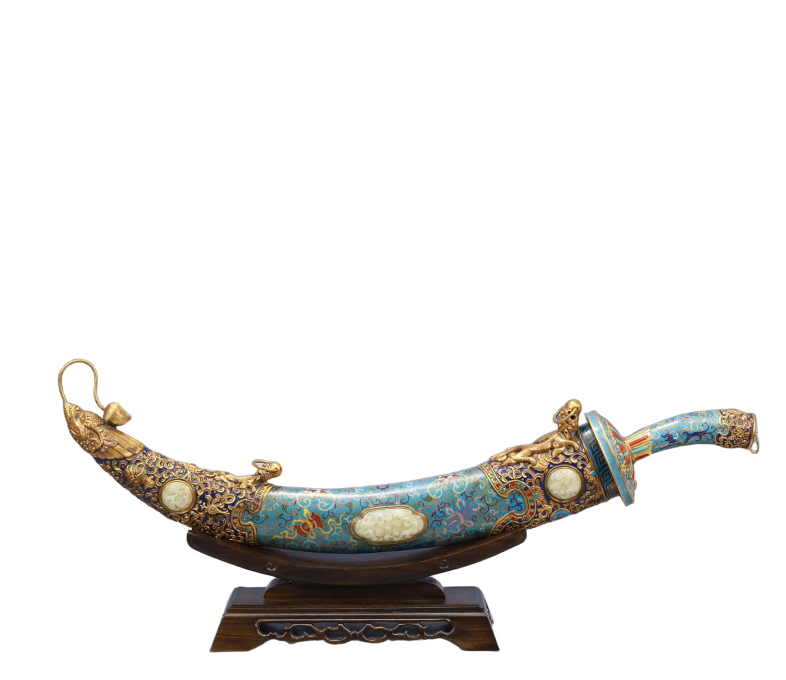 A Huge Cloisonne Inlaid White Jade Eight Treasures Pattern Sword Ornament (1 of 15)