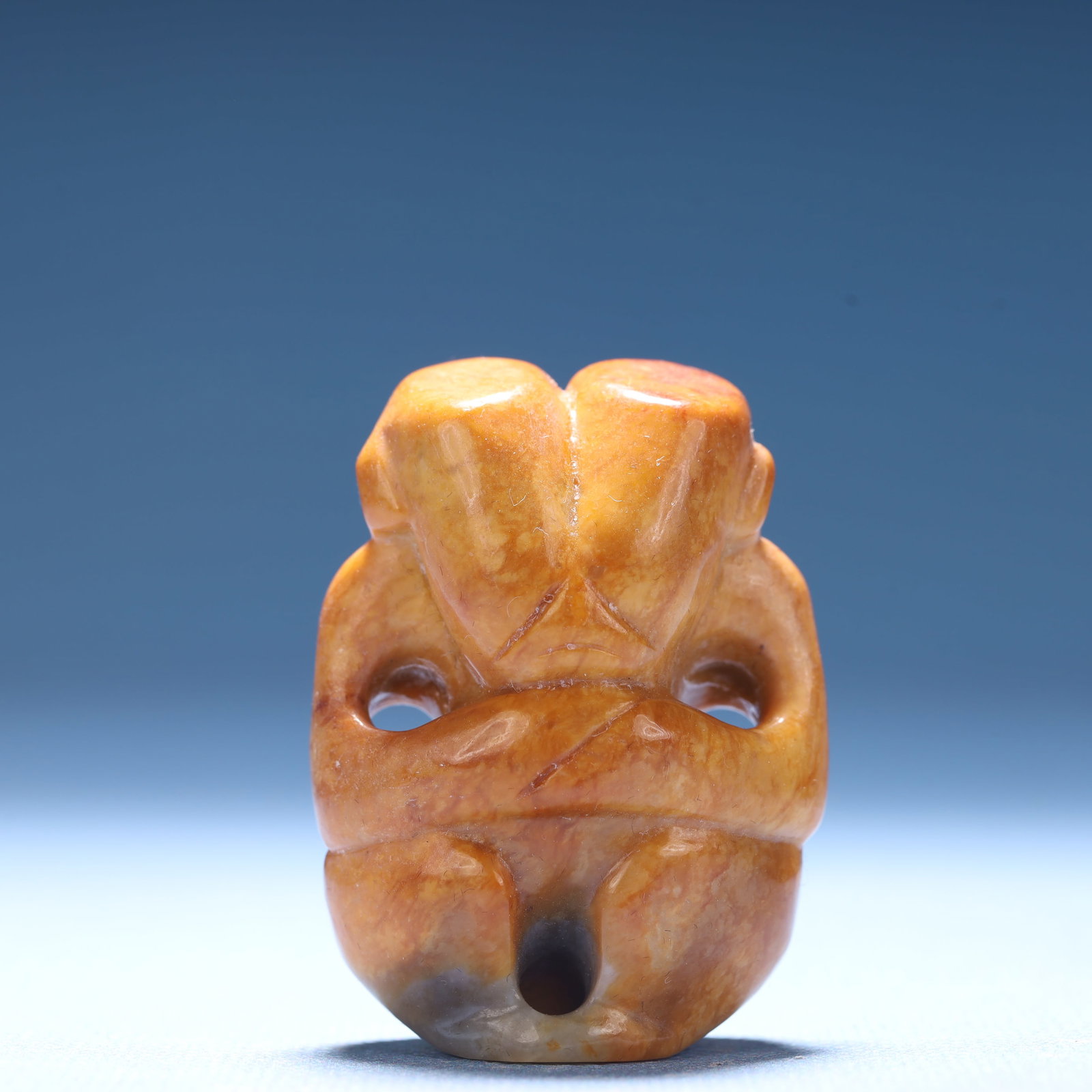 An Archaic Hongshan Culture Yellow Jade Figure Ornament: An Archaic Hongshan Culture Yellow Jade Figure Ornament,Ancient Time,China,Size:1.5inx0.9inx1.9in,Weight:63.5g