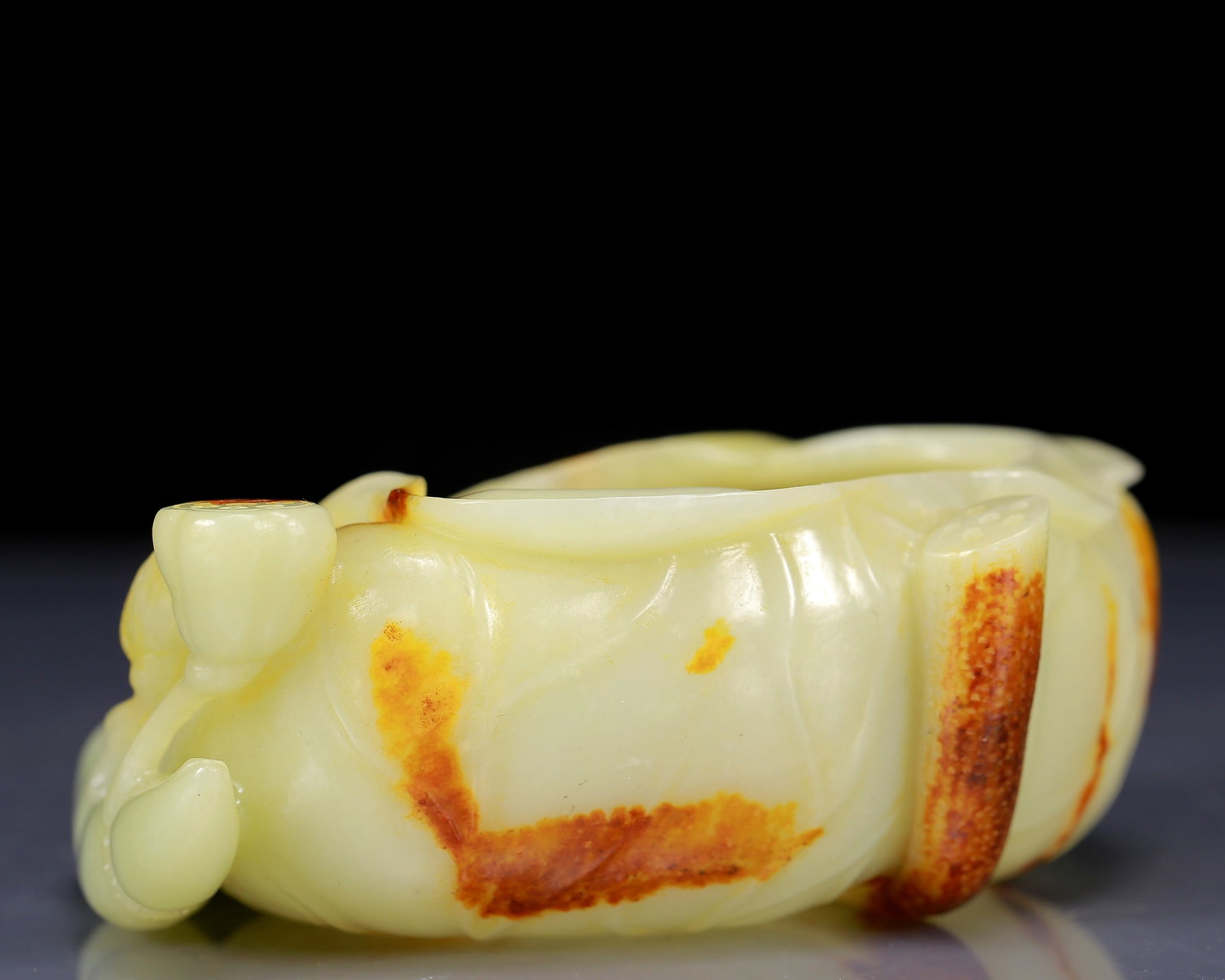 An Exquisite White Jade Lotus Root Pattern Brush Washer - 5