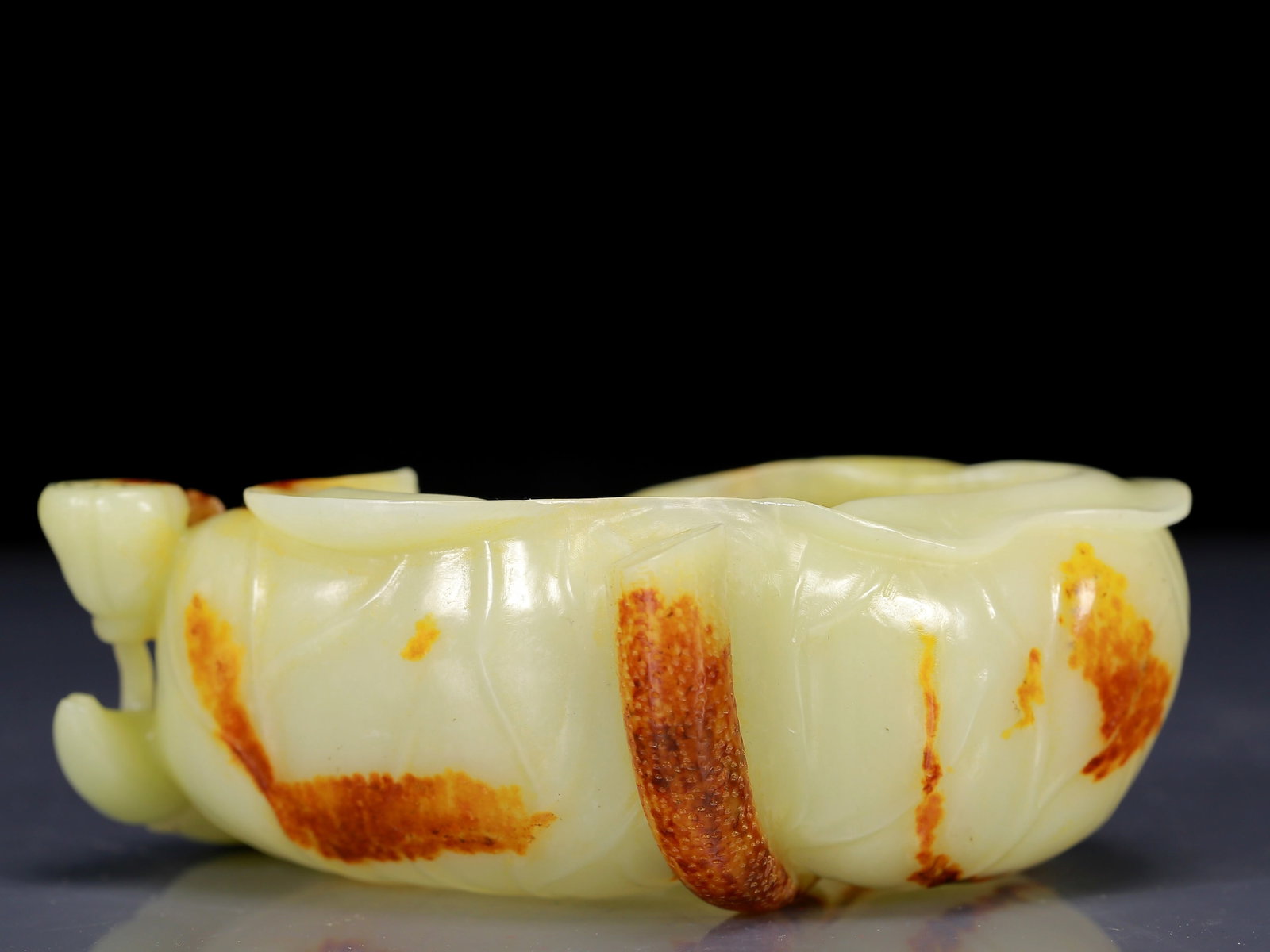 An Exquisite White Jade Lotus Root Pattern Brush Washer - 6