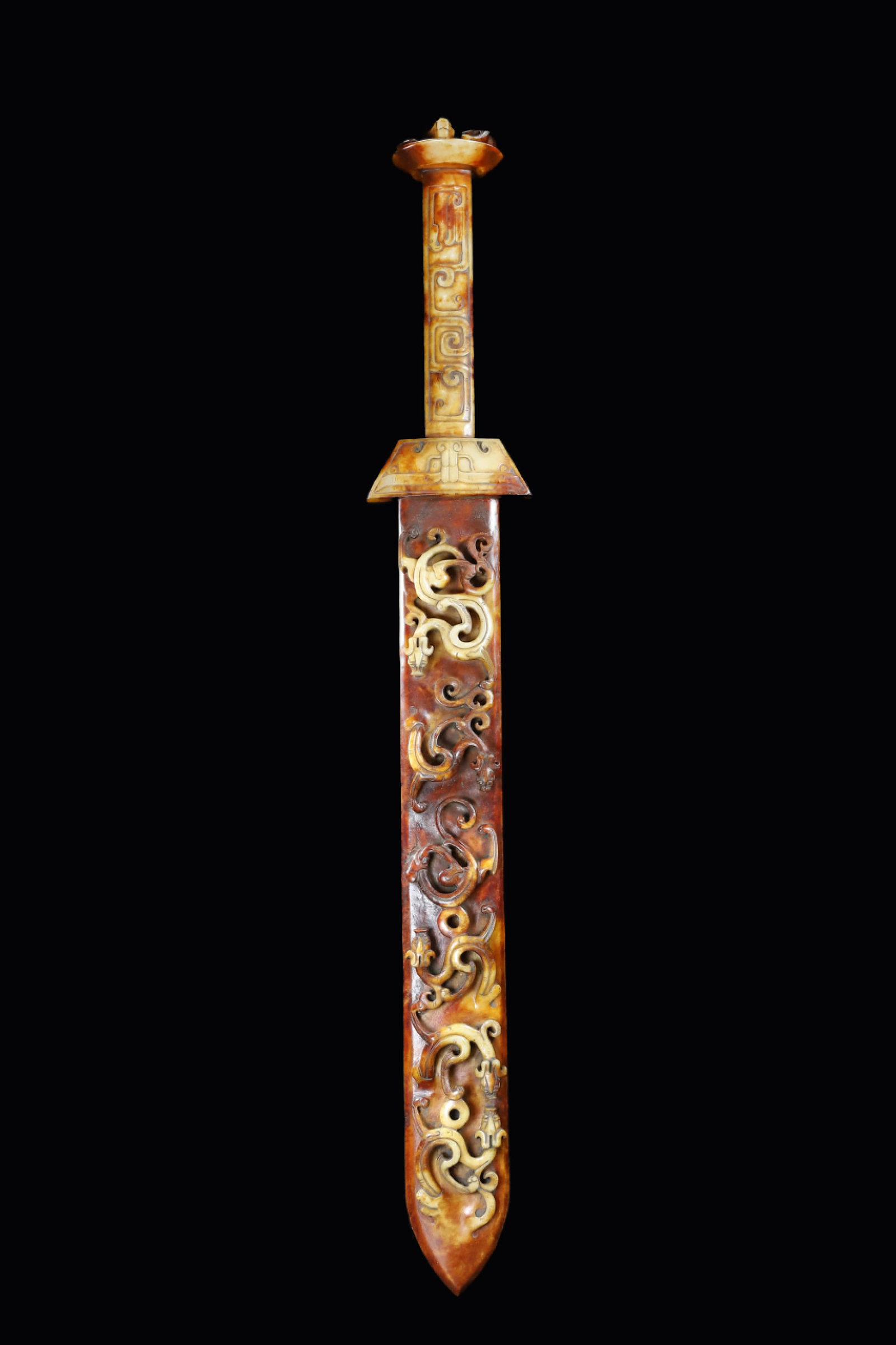 An Exquisite White Jade Chi-Dragon Pattern Sword - 10