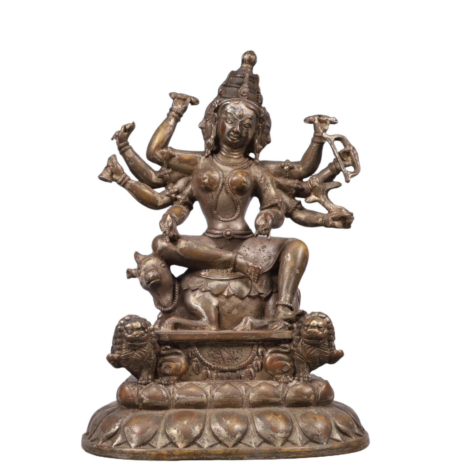 A Solemn Bronze Statue of Manjusri, With Inscription: A Solemn Bronze Statue of Manjusri, With Inscription, Qing Dynasty, China, Size:5.9inx4.3inx8.3in, Weight:2050g 铜文殊菩萨像,带铭文,中ࢲ