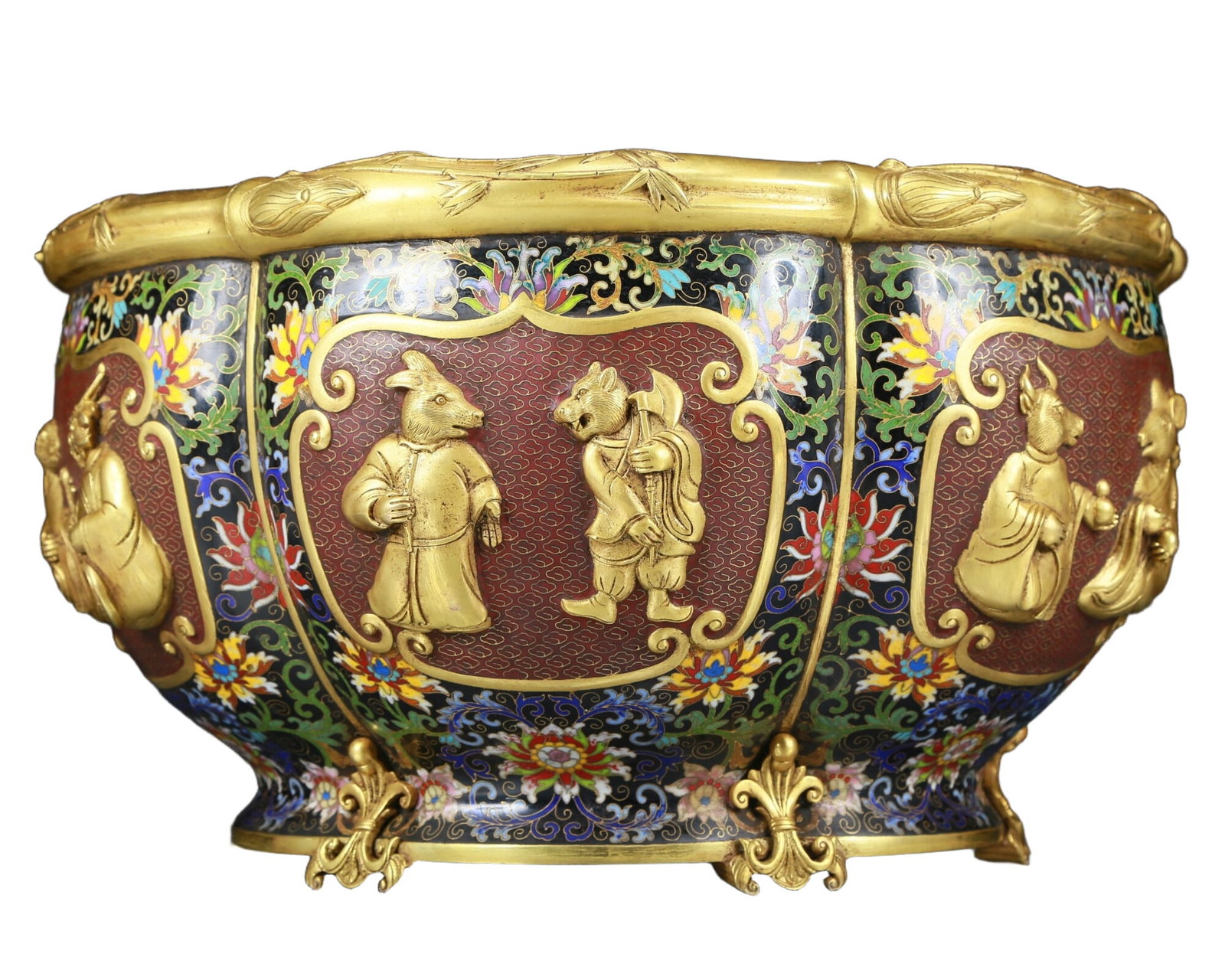 A Huge Cloisonne Lotus Pattern Animals Vat (1 of 7)