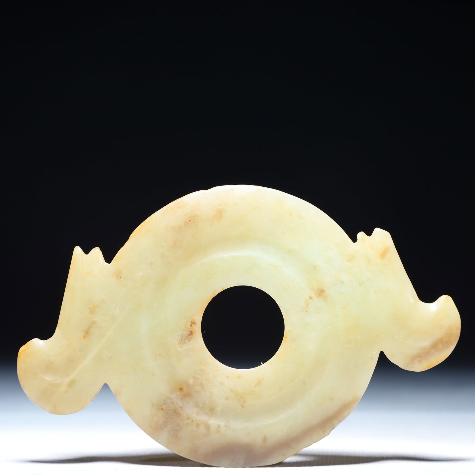 An Archaic Hongshan Culture White Jade Pendant: An Archaic Hongshan Culture White Jade Pendant,Ancient Time,China,Size:4.7inx3in,Weight:2.22g 红山文化白玉挂件,中国新石器&