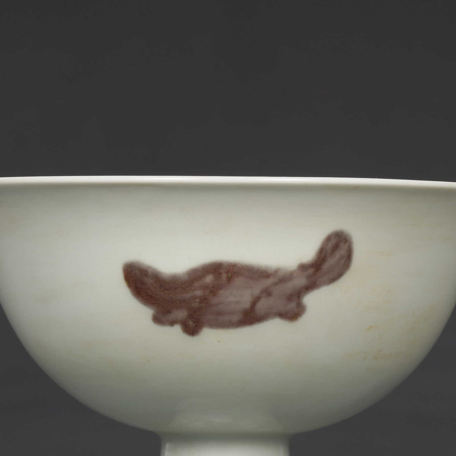 An Exquisite Underglaze-Red Fish Pattern Stem Cup - 3