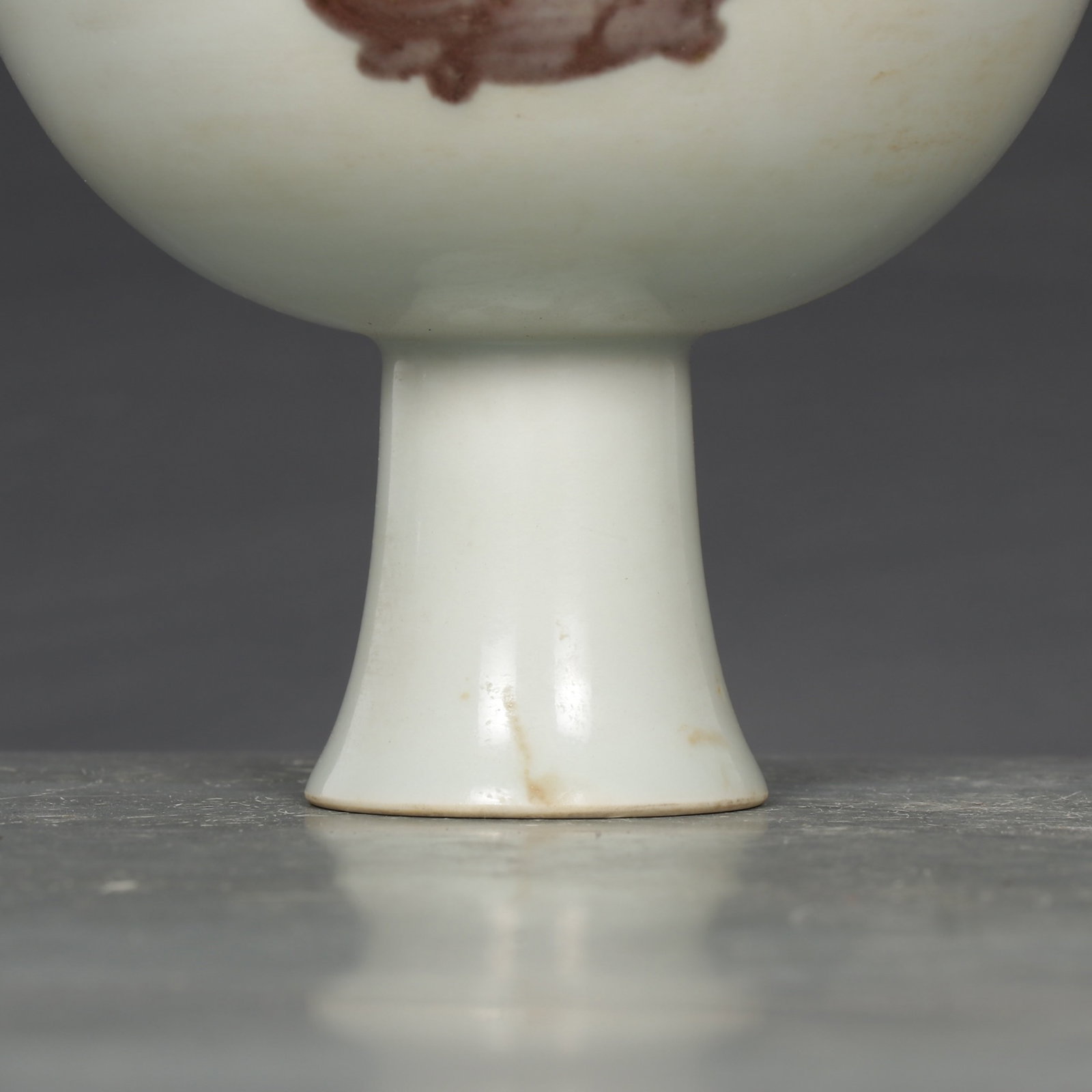 An Exquisite Underglaze-Red Fish Pattern Stem Cup - 4