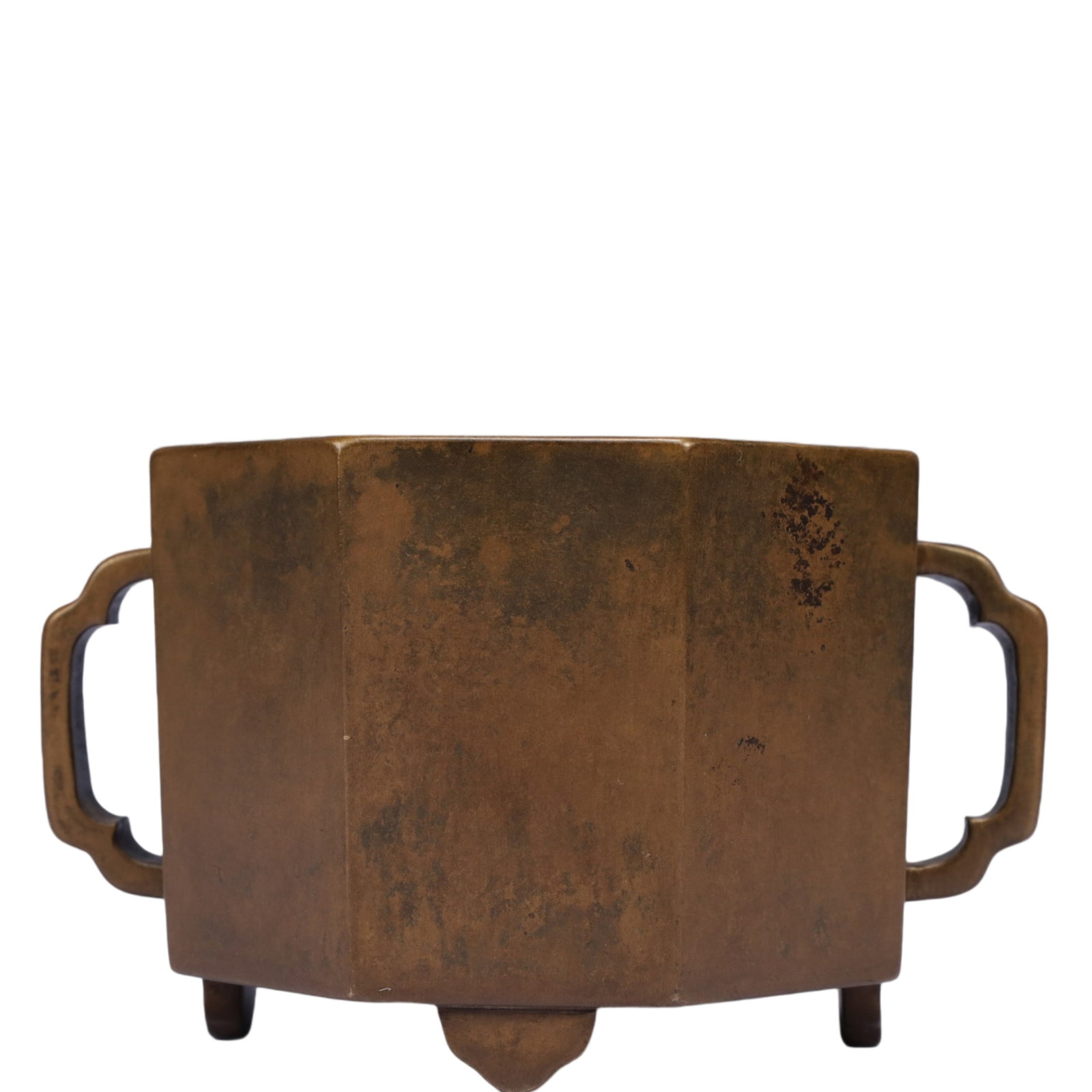 An Exquisite Bronze Double-Ears and Four Legs Censer,Qing Dynasty, China,With: An Exquisite Bronze Double-Ears and Four Legs Censer 铜双耳四足香炉,中国清代,带款