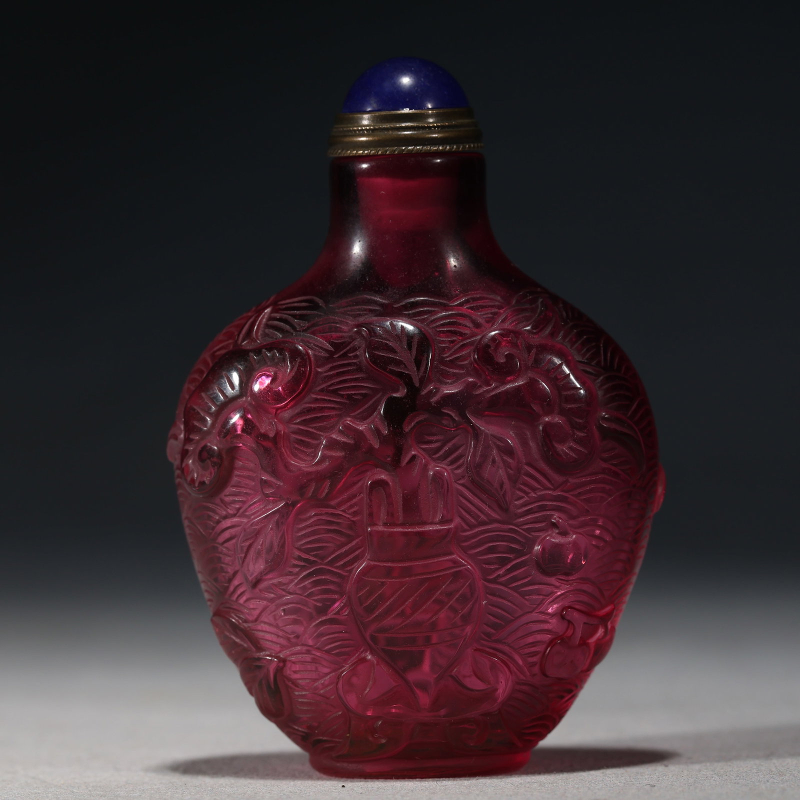 An Exquisite Pink Glass Plucked Branch Flower Pattern Snuff Bottle (1 of 5)