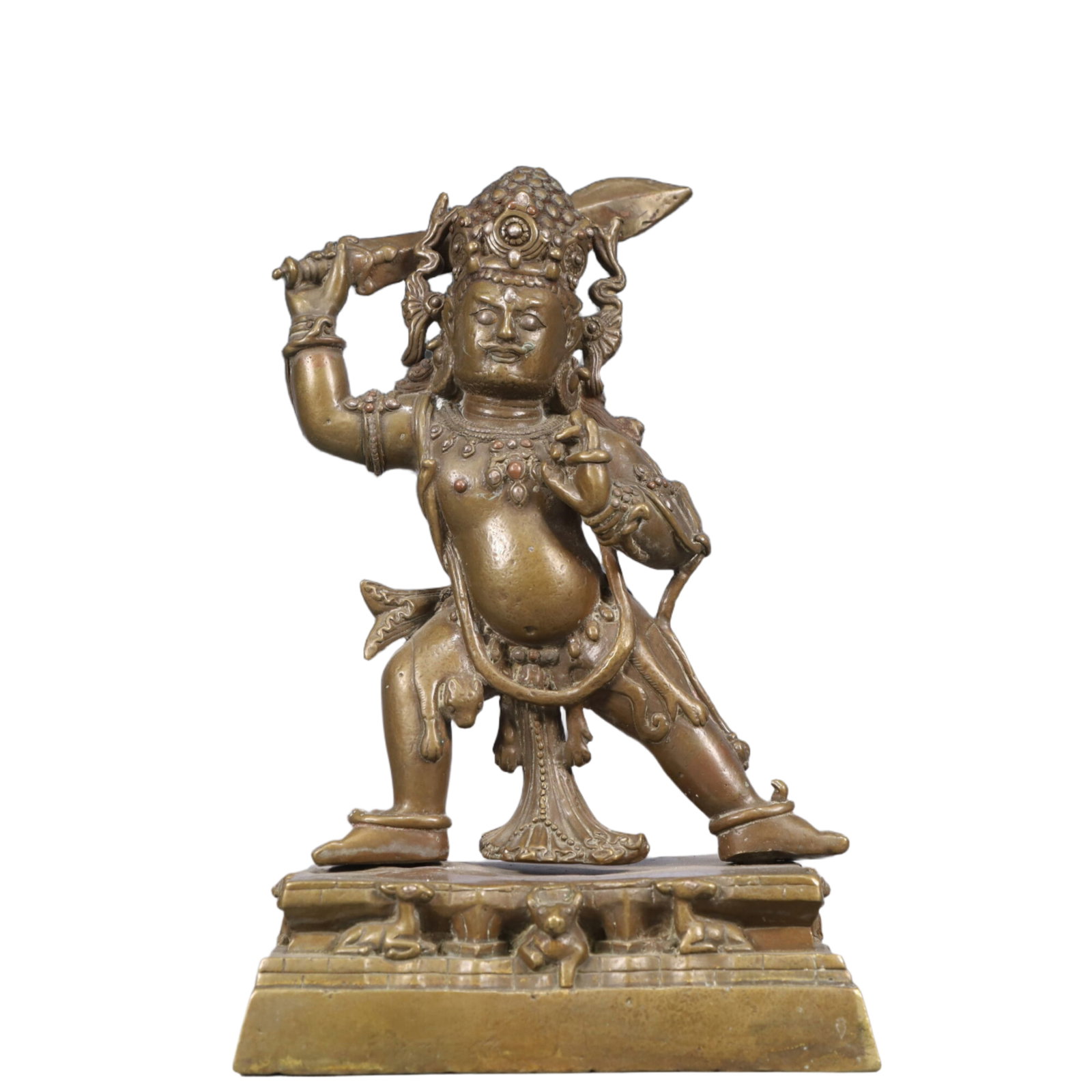 A Solemn Bronze Statue of Vajra, With Inscription: A Solemn Bronze Statue of Vajra, With Inscription, Qing Dynasty, China, Size:5.7inx3.1inx9.1in, Weight:2400g 铜金刚像,带铭文,中国清代,