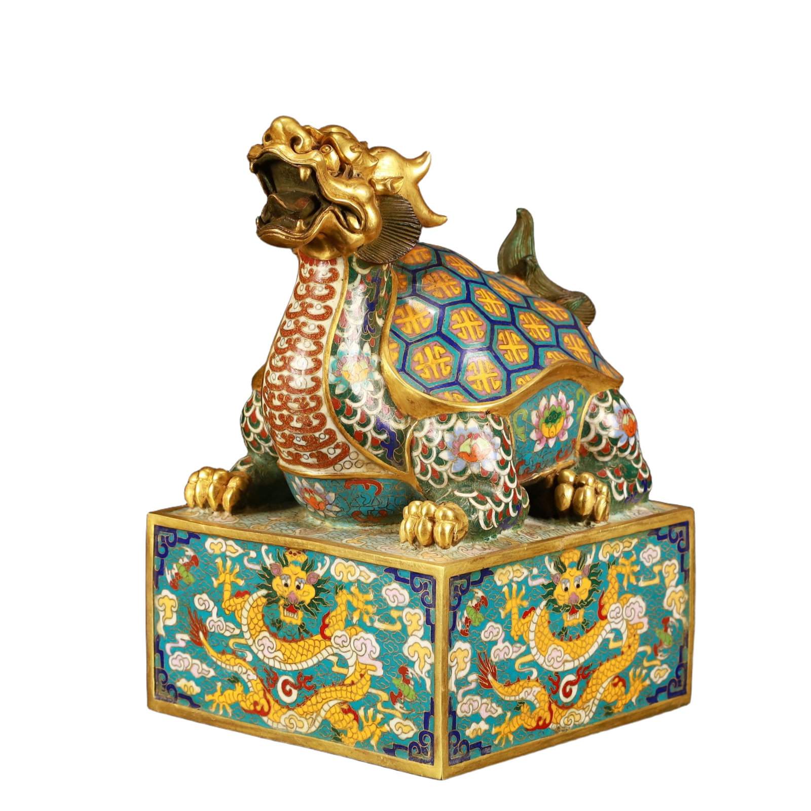 An Exquisite Cloisonne Dragon Pattern Turtle Seal - 2