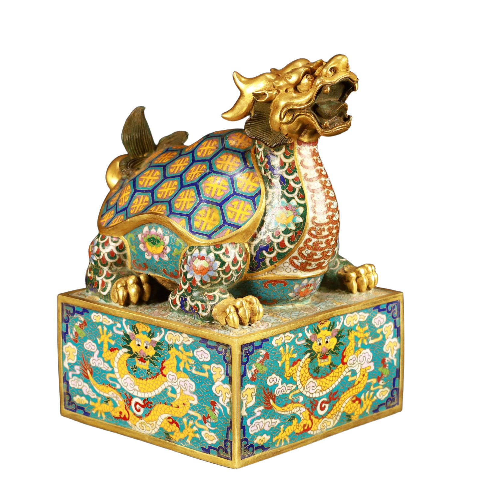An Exquisite Cloisonne Dragon Pattern Turtle Seal - 4