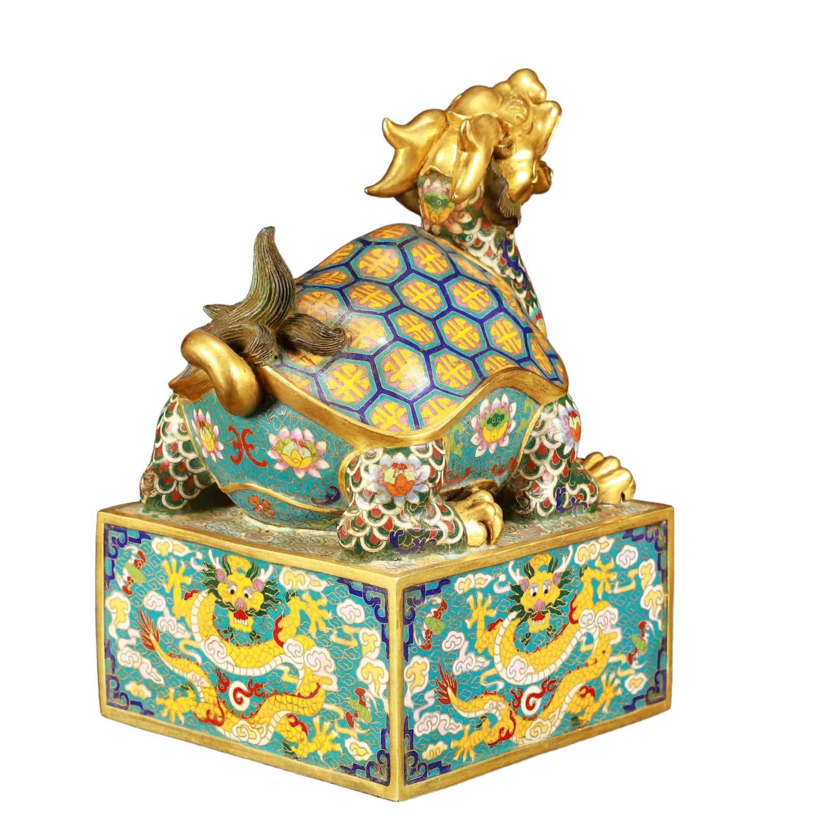 An Exquisite Cloisonne Dragon Pattern Turtle Seal - 6