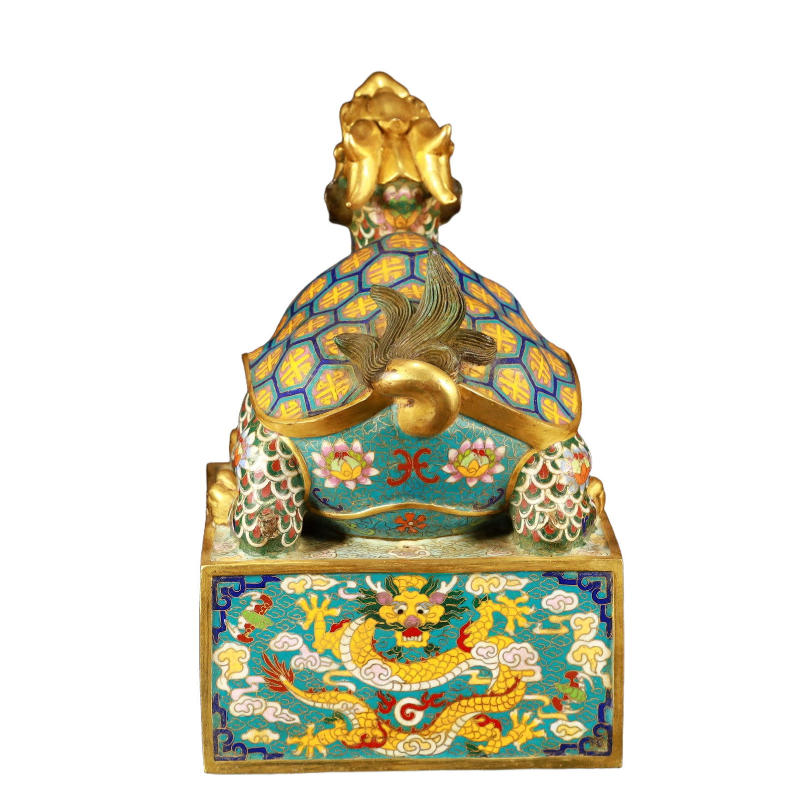 An Exquisite Cloisonne Dragon Pattern Turtle Seal - 7