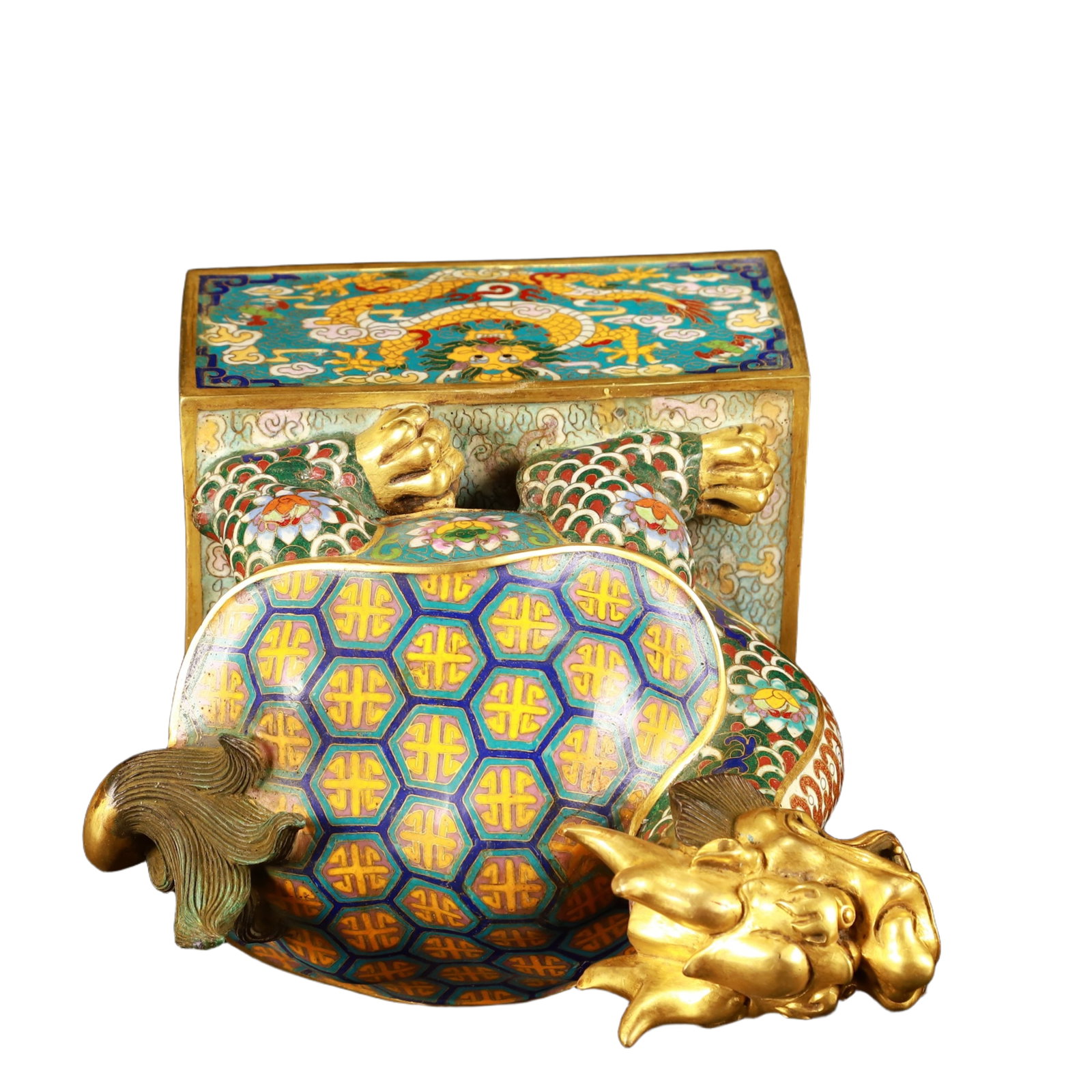 An Exquisite Cloisonne Dragon Pattern Turtle Seal - 8