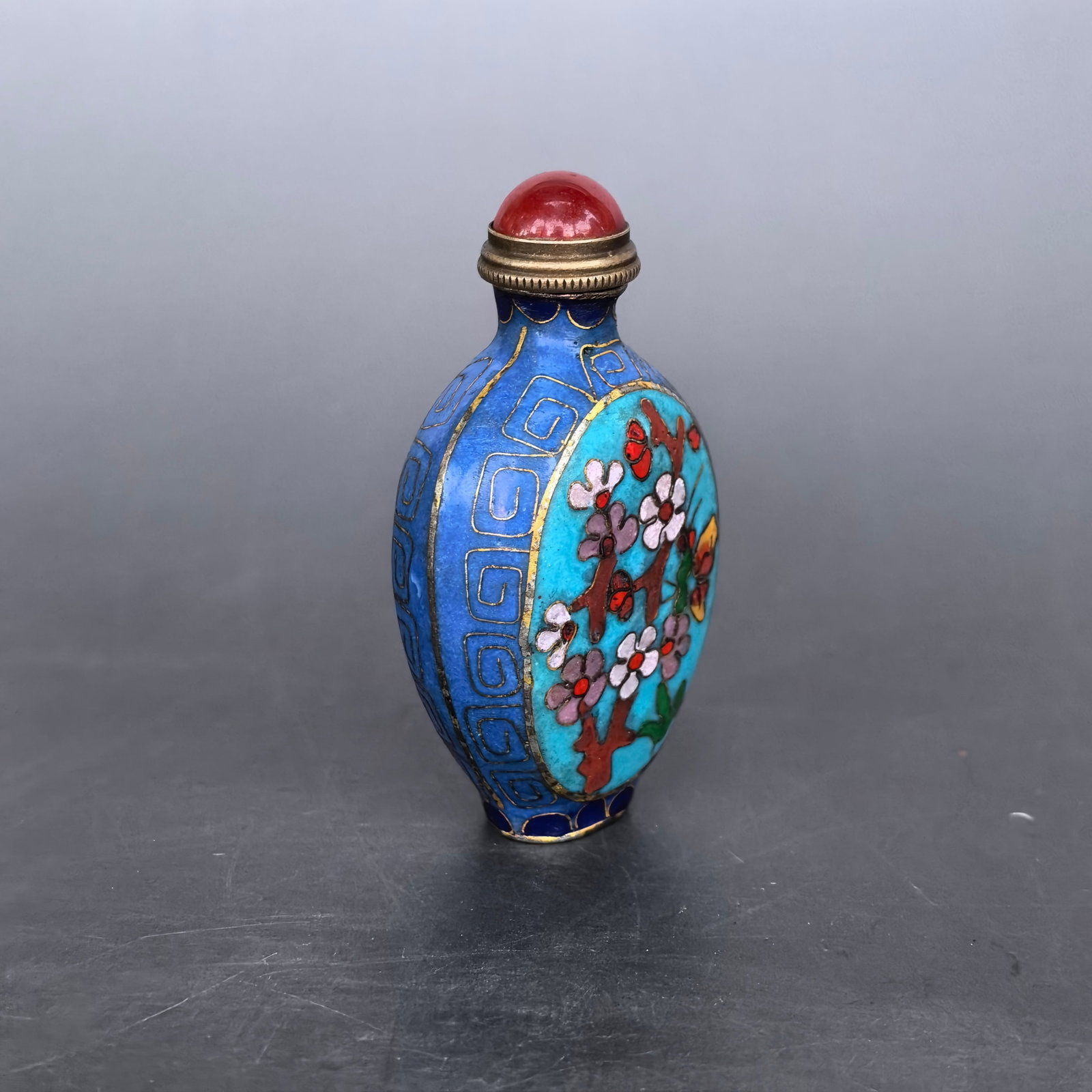An Exquisite Cloisonne Flower Pattern Snuff Bottle - 3