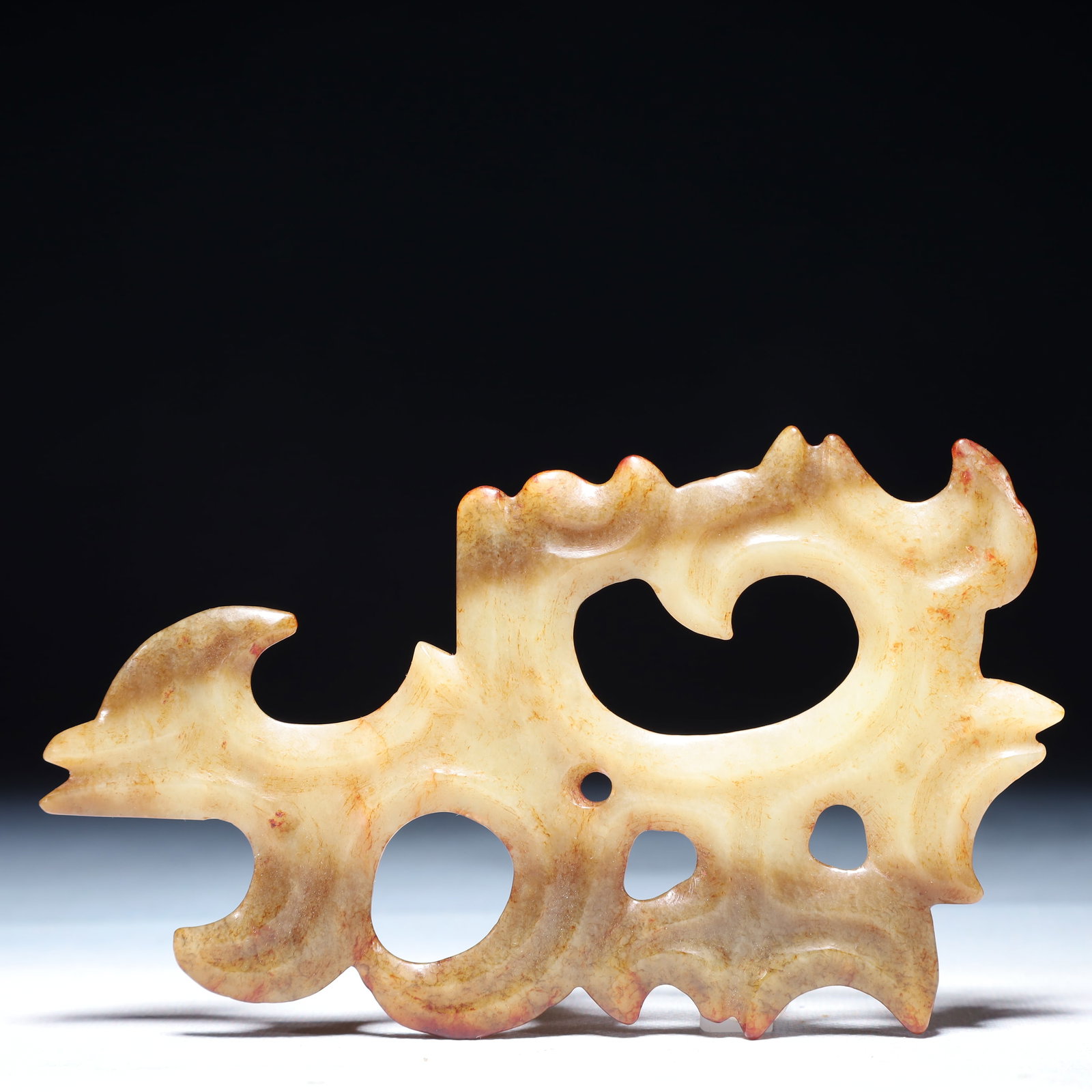 An Archaic Hongshan Culture White Jade Pendant: An Archaic Hongshan Culture White Jade Pendant,Ancient Time,China,Size:9.4inx3.1in,Weight:2.37g 红山文化白玉挂件,中国新石器
