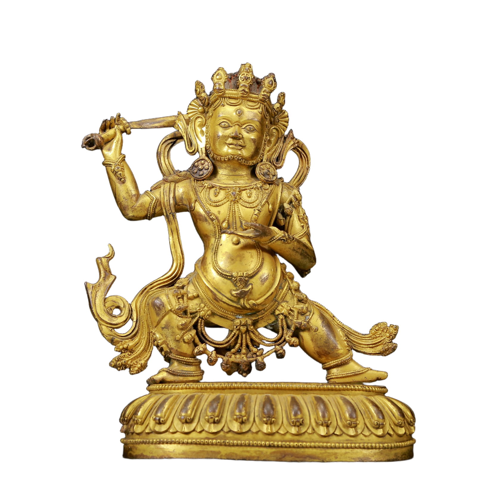 A Solemn Gilt Bronze Statue of Bodhisattva: A Solemn Gilt Bronze Statue of Bodhisattva,Ming Dynasty, China,Size:5.9inx3.7inx8.7in,Weight:2270g 铜鎏金不动明王像，明代