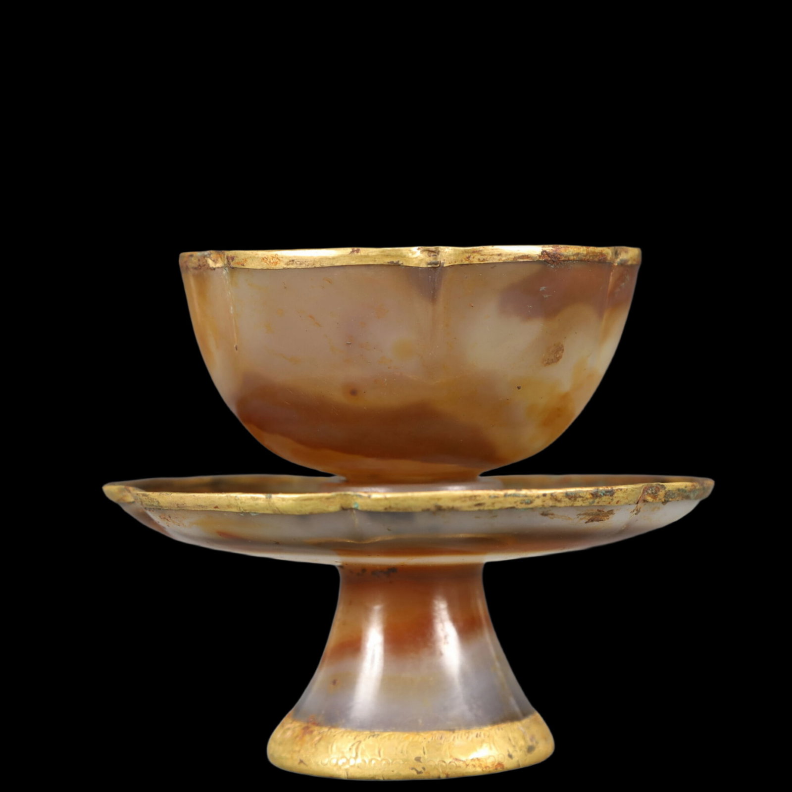 An Exquisite Agate Cover with Gold Cup - 4