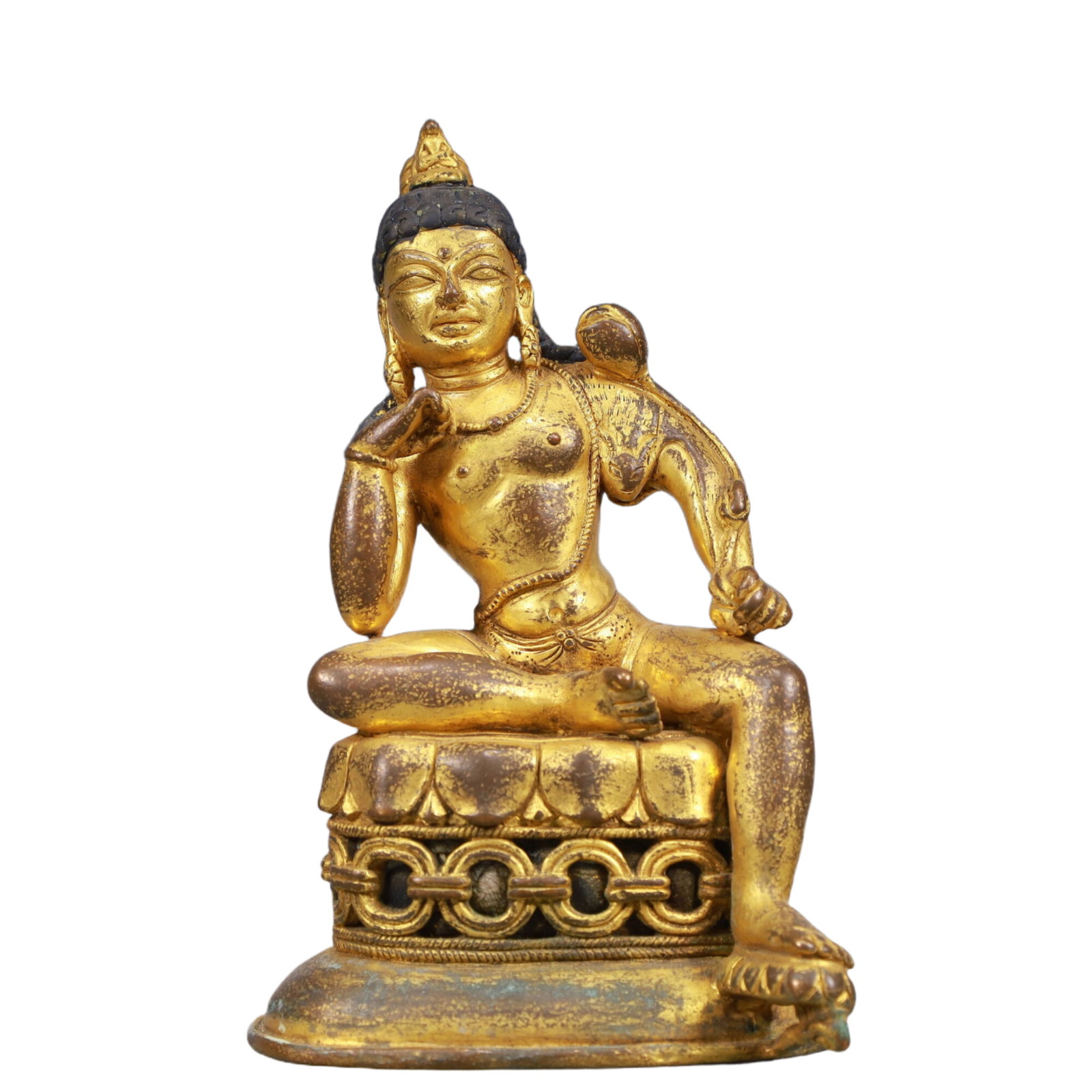 A Solemn Gilt Bronze Statue of Tara: A Solemn Gilt Bronze Statue of Tara, Qing Dynasty, China, Size:4.3inx3.5inx7.1in, Weight:1300g 铜鎏金度母像,中国清代,尺寸:4.3inx