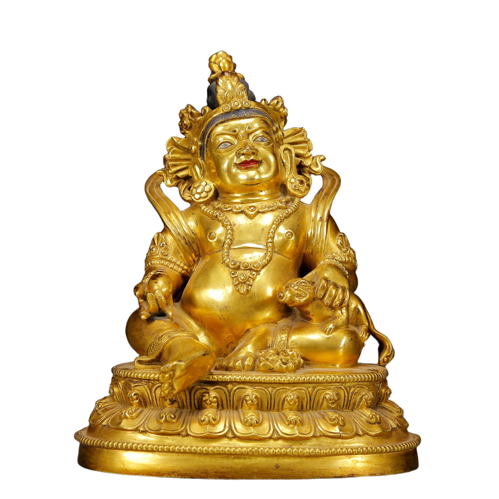 A Solemn Gilt Bronze Statue of Mammon: A Solemn Gilt Bronze Statue of Mammon,Ming Dynasty, China,Size:6.7inx5.1inx8.3in,Weight:3200g 铜鎏金财神像，明代