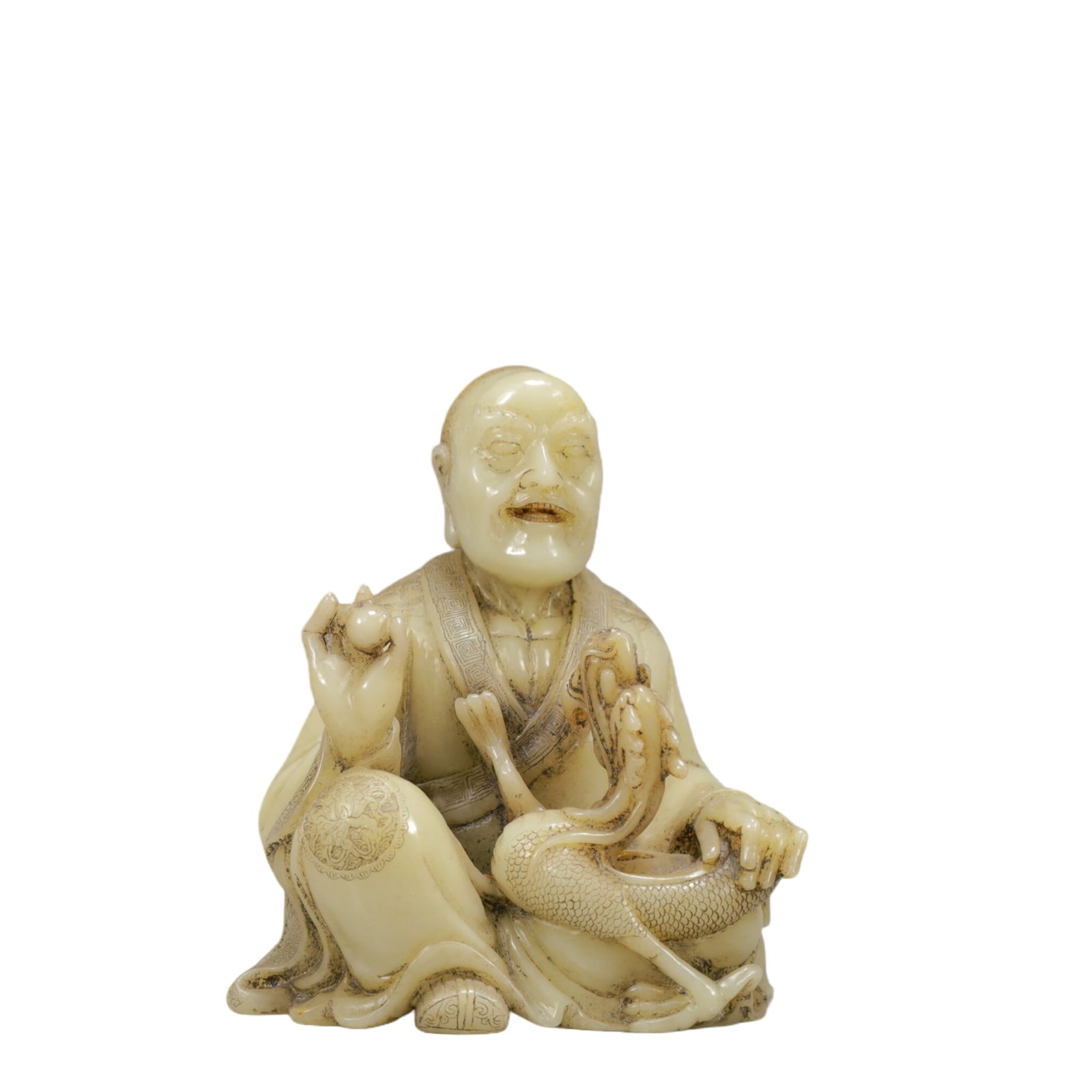 A Rare Shoushan Stone Statue of Arhat: A Rare Shoushan Stone Statue of Arhat,Qing Dynasty,China,Size:3.3inx2.4inx4.4in,Weight:550g 寿山石罗汉像,中国清代