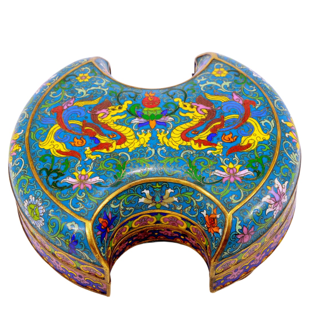 An Exquisite Cloisonne 'Scrolling Lotus& Dragon' Box (1 of 9)
