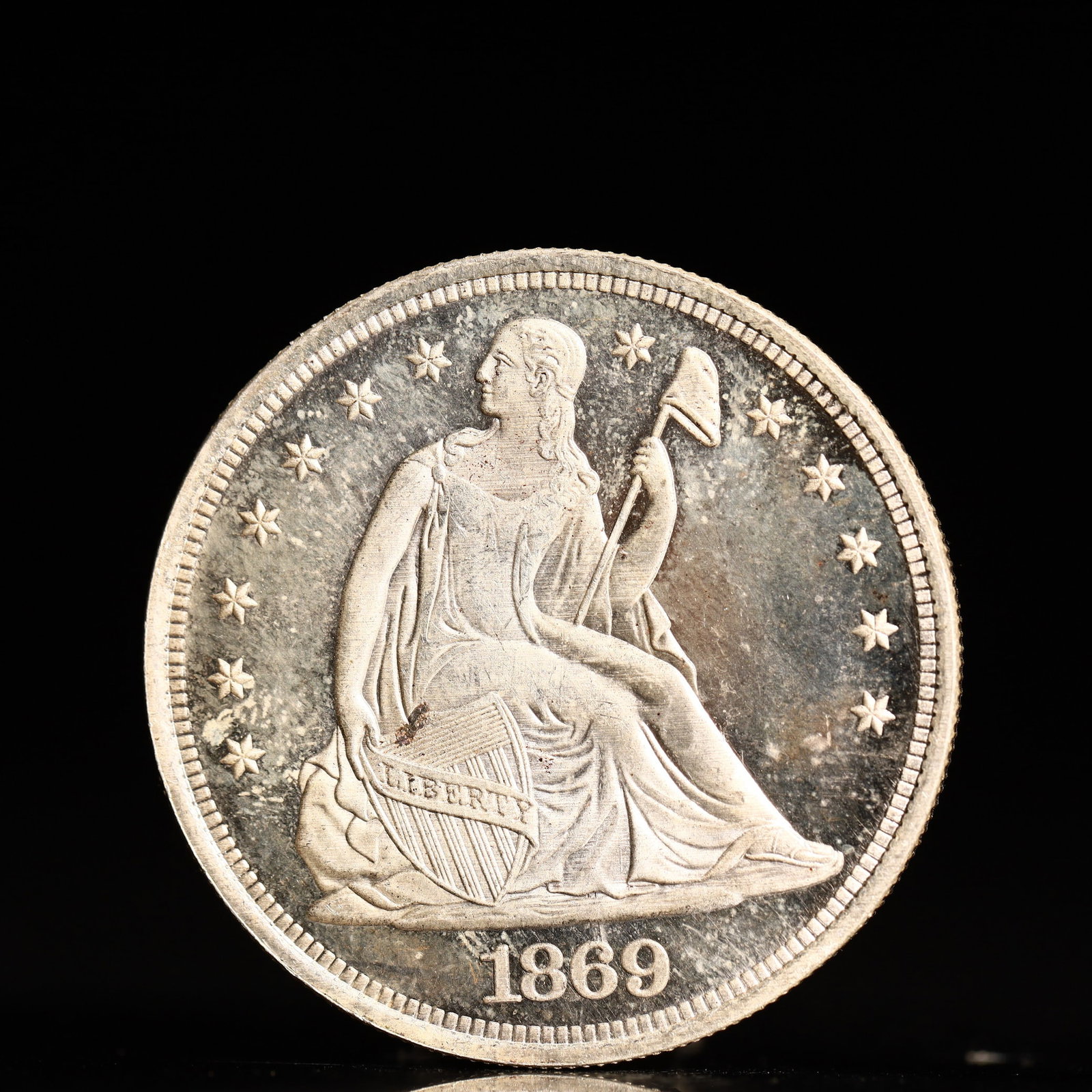 USA One Dollar 1869 Coin: American coin. IN GOD WE TRUST / LIBERTY / 1869 / UNITED STATES OF AMERICA / ONE DOL. Weight:26.9g.