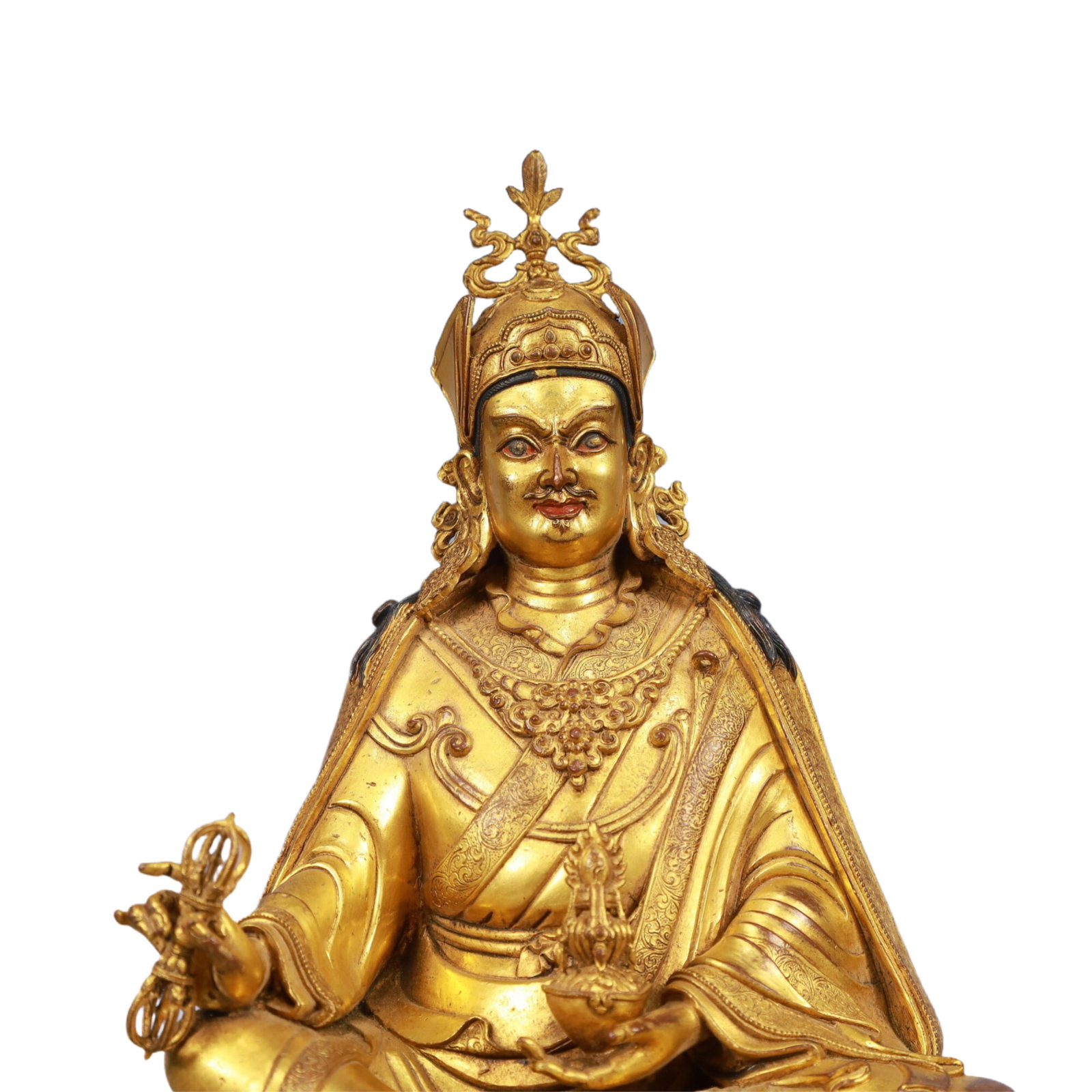 A Solemn Gilt Bronze Statue of Vajrasattva: A Solemn Gilt Bronze Statue of Vajrasattva, Qing Dynasty, China, Yongzheng Mark, Size:6.7inx5.5inx9.1in, Weight:3100g 铜鎏金金刚萨陲像,中国&