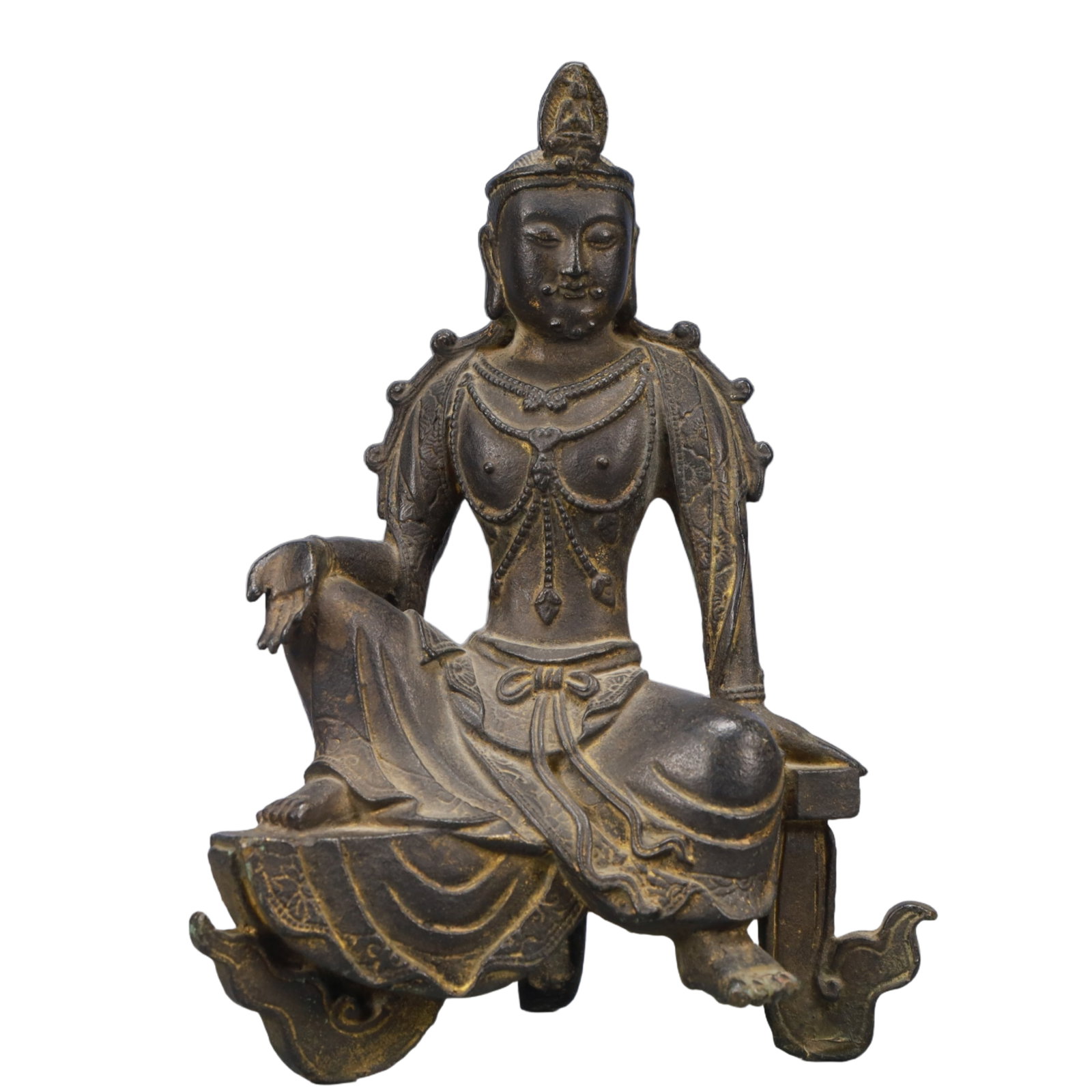 A Solemn Bronze Statue of Amitayus: A Solemn Bronze Statue of Amitayus,Qing Dynasty, China,Size:6.7inx5.9inx9.4in,Weight:2150g 铜无量寿佛像,中国清代