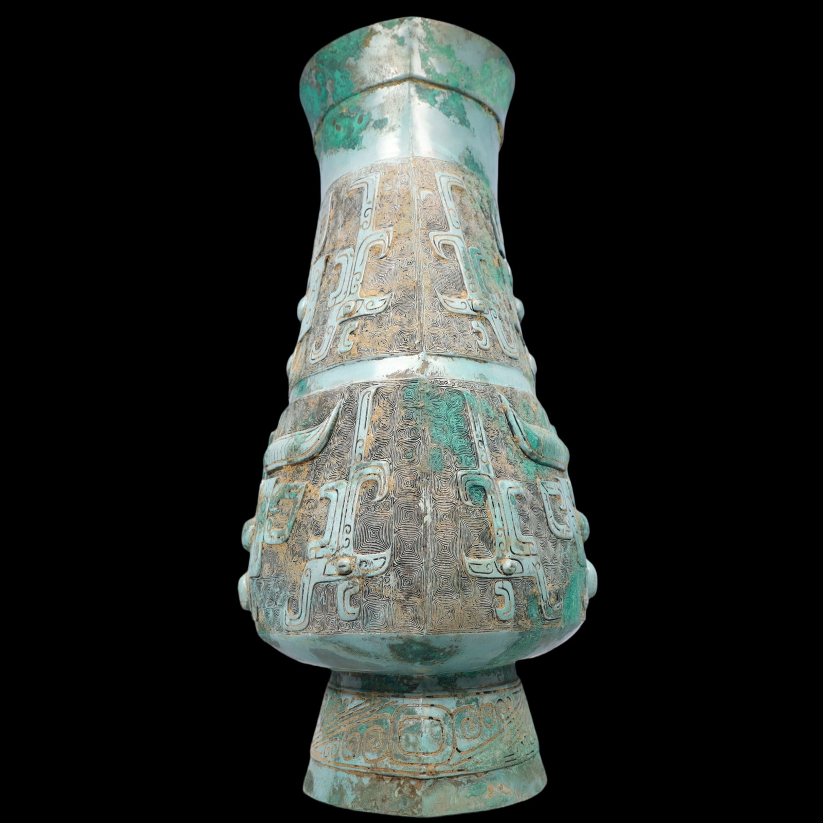 A Rare Bronze Beast-Face Pattern Vase - 9