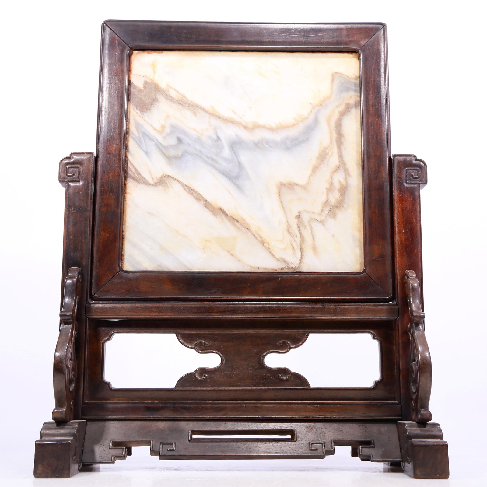 An Excellent Zitanwood Marble-Inlaid Table Screen (1 of 13)