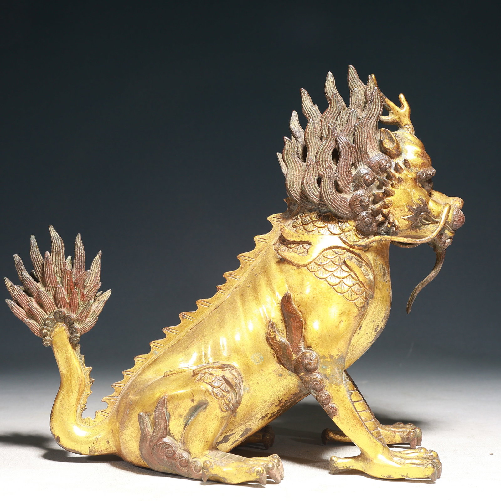 A Rare Gilt Bronze Kylin Ornament (1 of 11)