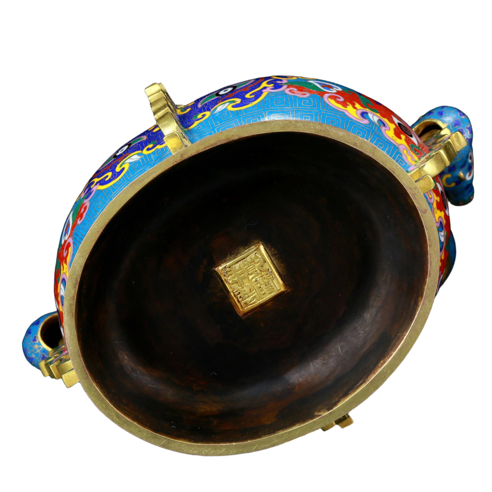 A Rare Cloisonne Beast-Face Pattern Pot with Cover - 11