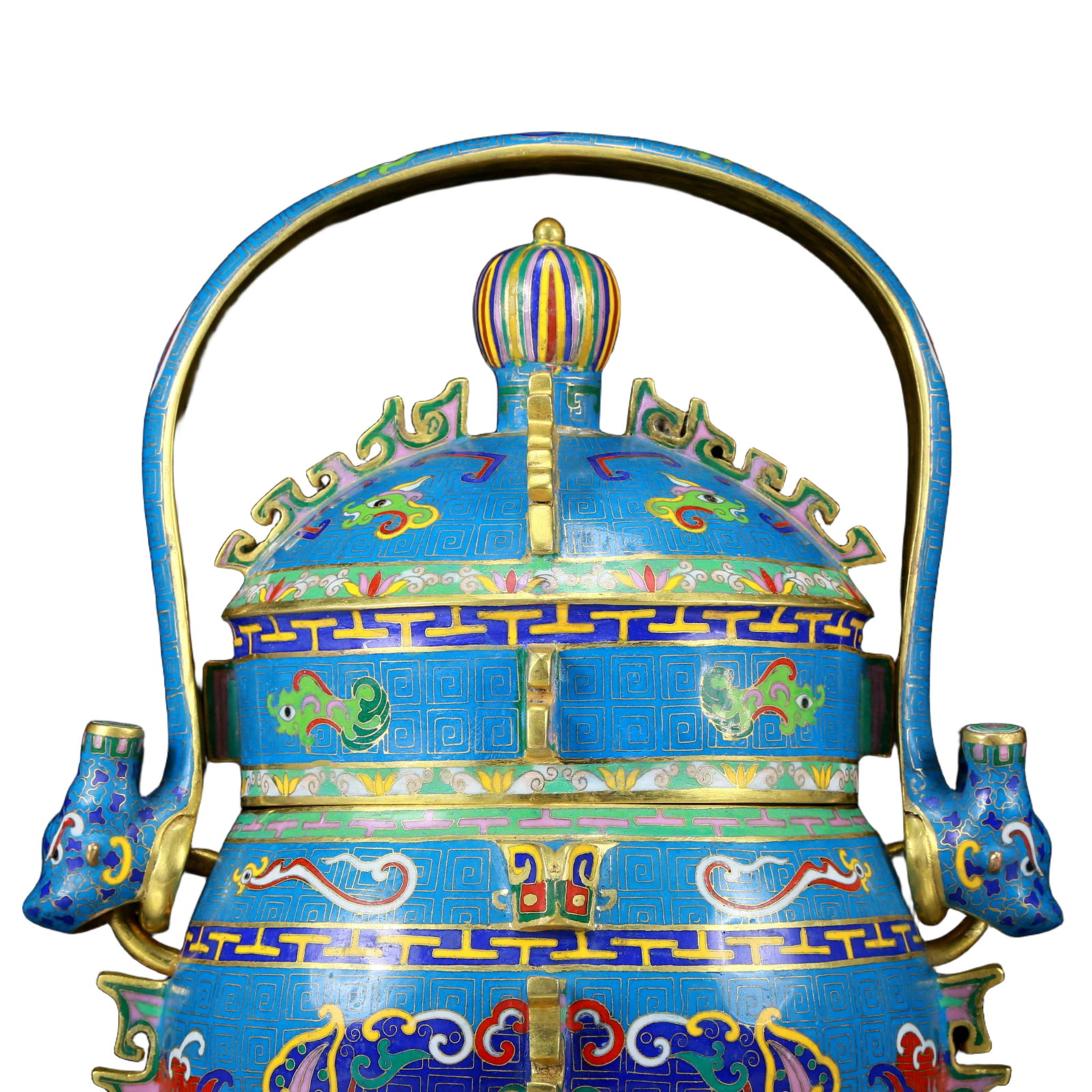 A Rare Cloisonne Beast-Face Pattern Pot with Cover - 2