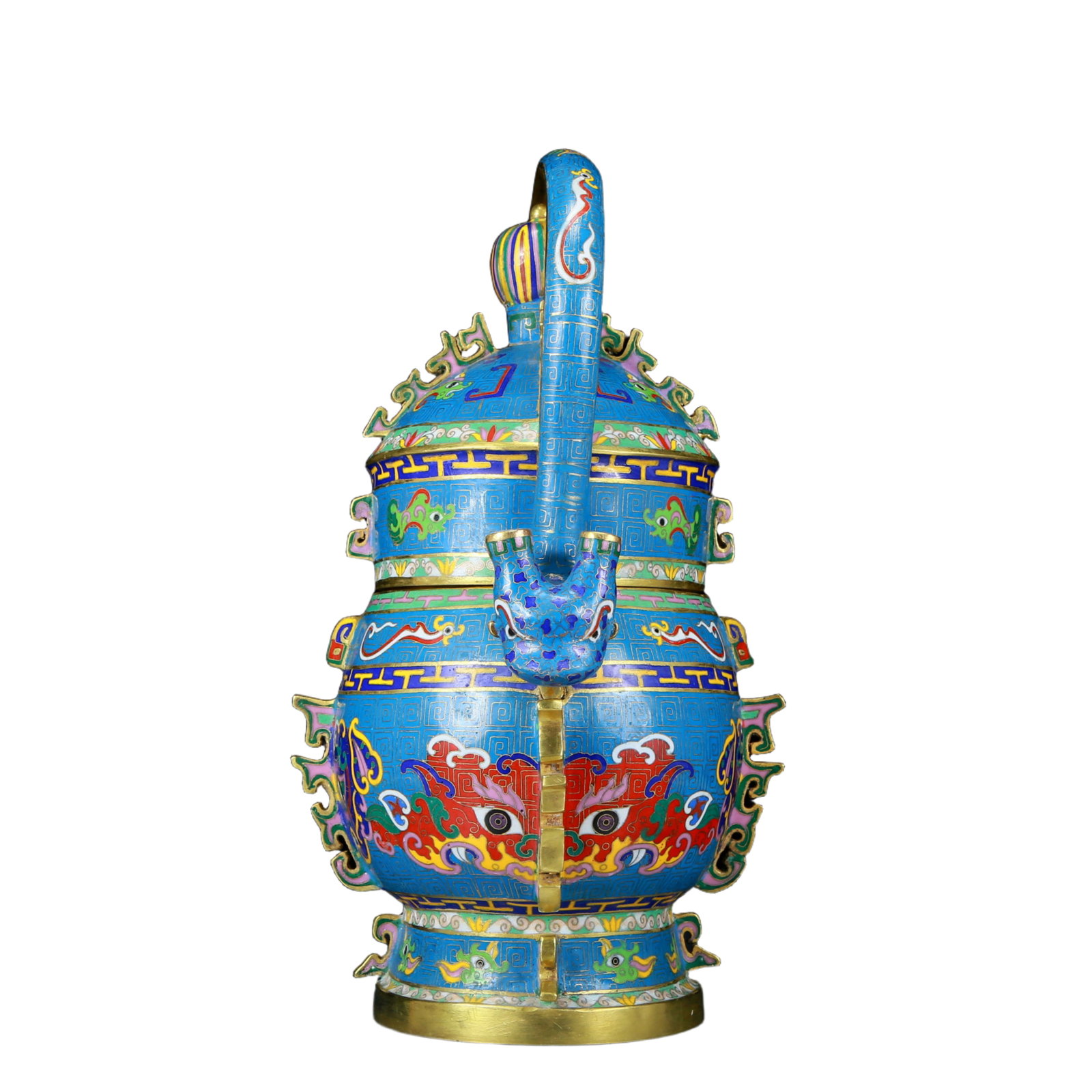A Rare Cloisonne Beast-Face Pattern Pot with Cover - 5