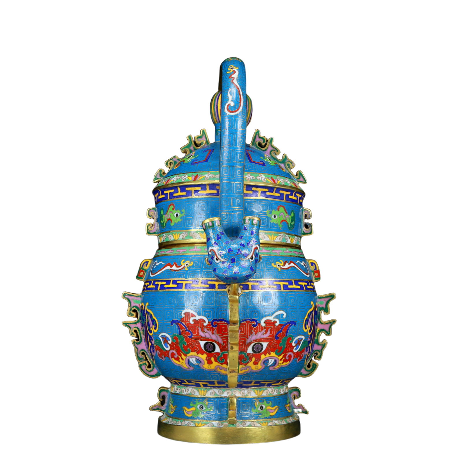 A Rare Cloisonne Beast-Face Pattern Pot with Cover - 8