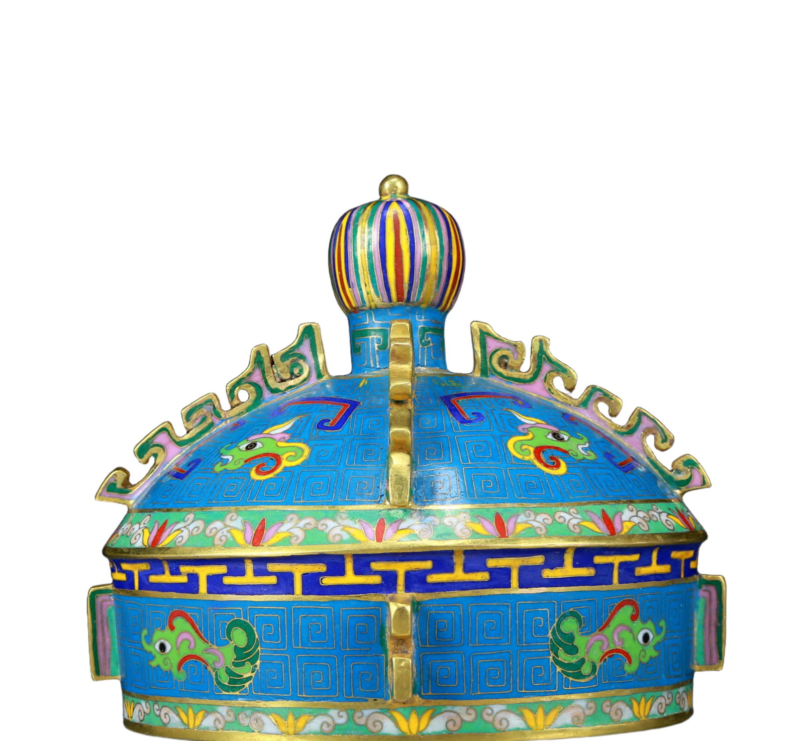 A Rare Cloisonne Beast-Face Pattern Pot with Cover - 9