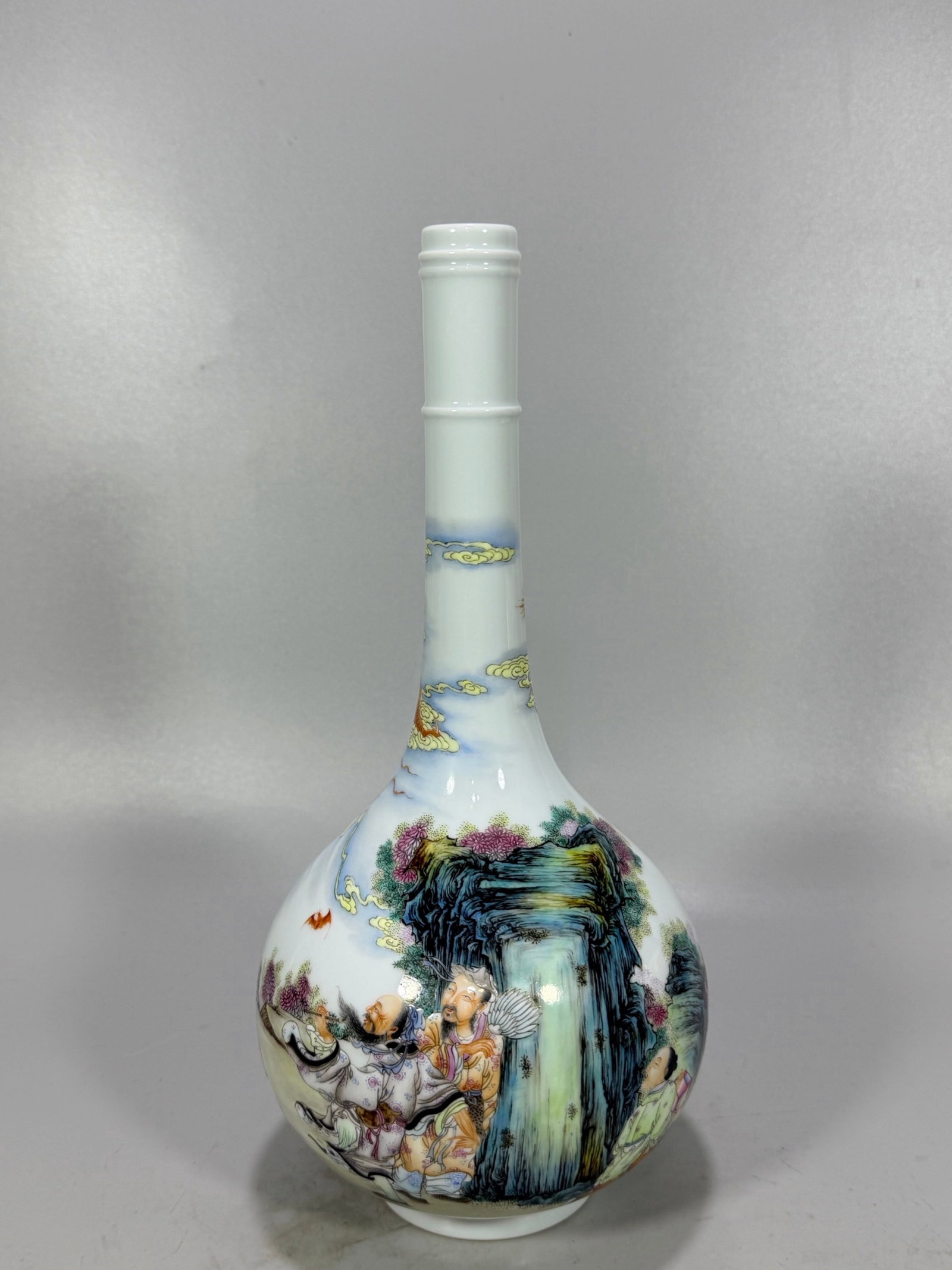 An Exquisite Famille-Rose Character and Story Pattern Vase: An Exquisite Famille-Rose Character and Story Pattern Vase,Qing Dynasty,China,Yongzheng Six-character Mark,Size:11.4inx5.7in