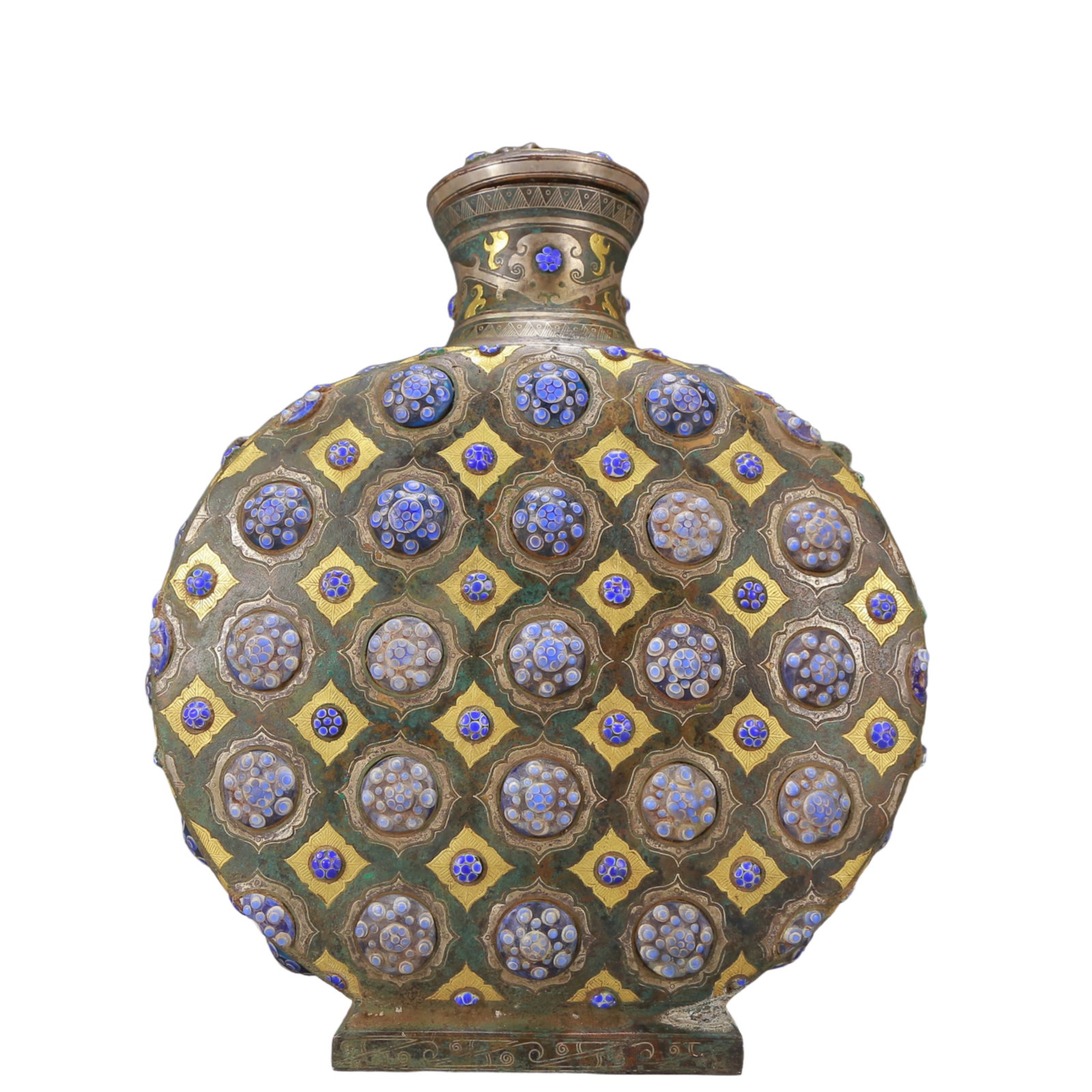 A Exquisite Gold and Silver-Inlaid Bronze Vase: A Exquisite Gold and Silver-Inlaid Bronze Vase Ancient Time, China ,Size:10.2inx3.1inx13in Weight:4600g 铜错金银瓶 远古时期