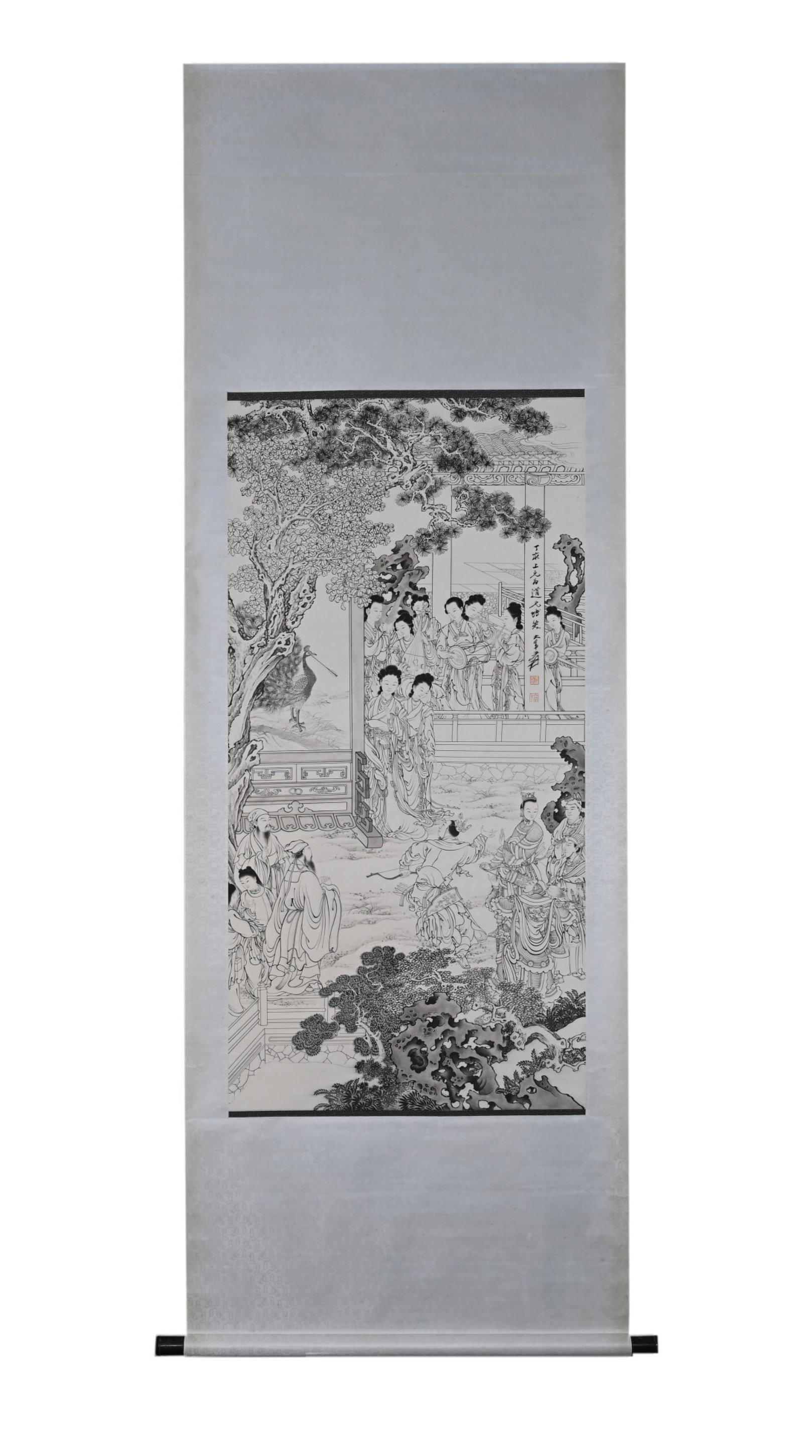 A Chinese Vertical Scroll Ink Painting of Character and Story on Paper: A Chinese Vertical Scroll Ink Painting of Character and Story on Paper,Zhang Daqian,Size:49.6inx24in 一幅中国水墨人物故事画立