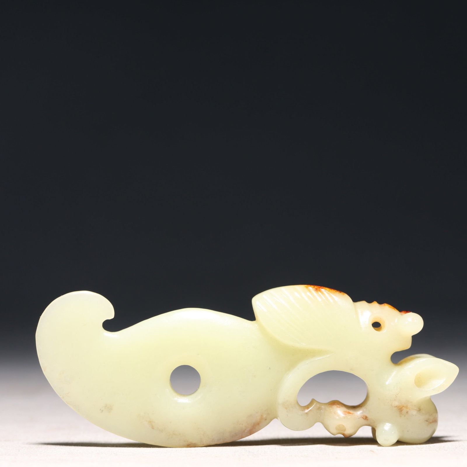 An Archaic Hongshan Culture White Jade Cicada Pendant: An Archaic Hongshan Culture White Jade Cicada Pendant,Ancient Time, China,Size:1.6inx4.3in,Weight:85g 红山文化白玉蝉挂件,中国新&