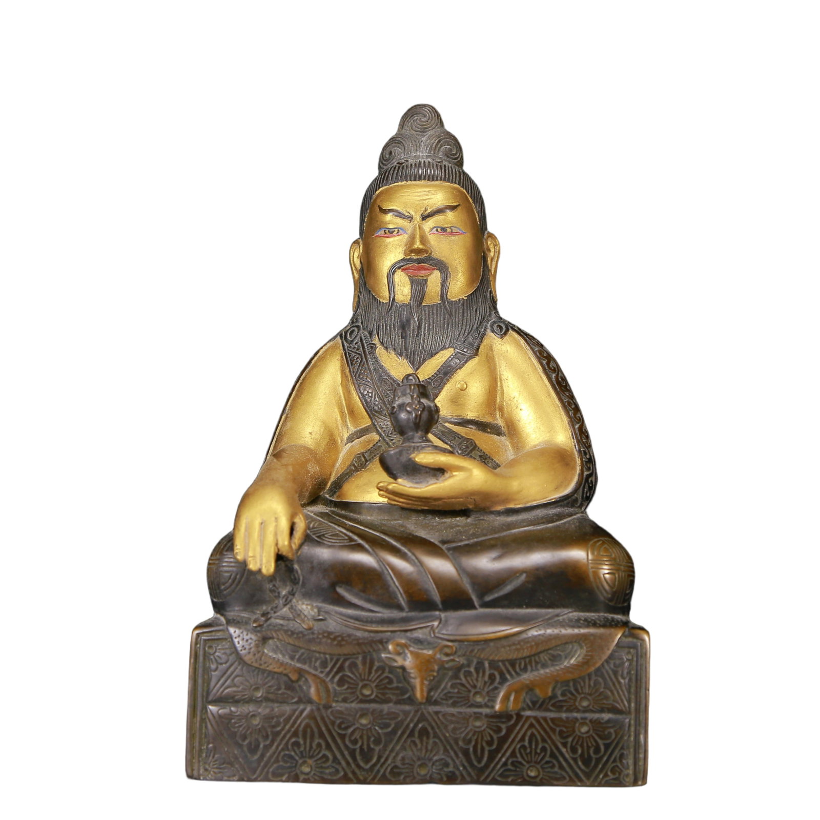 A Solemn Gilt Bronze Buddha Statue: A Solemn Gilt Bronze Buddha Statue,Qing Dynasty, China,Size:5.5inx3.5inx9.1in,Weight:2380g 铜鎏金佛像，清代