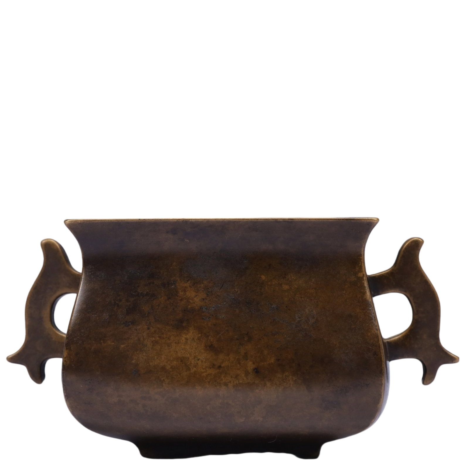 An Exquisite Bronze Double-Ears Censer,Qing Dynasty, China,With: An Exquisite Bronze Double-Ears Censer 铜双耳香炉,中国清代,带款