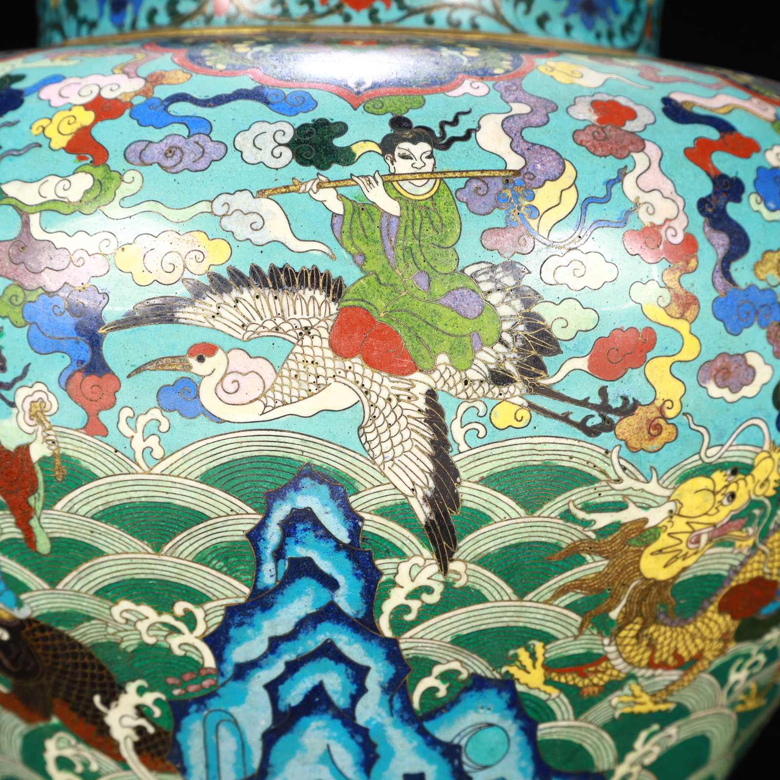An Exquisite Cloisonne Auspicious Cloud Figure Pattern Vase - 5