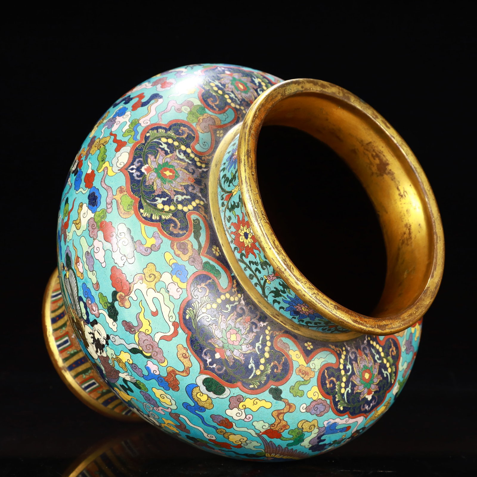 An Exquisite Cloisonne Auspicious Cloud Figure Pattern Vase - 9