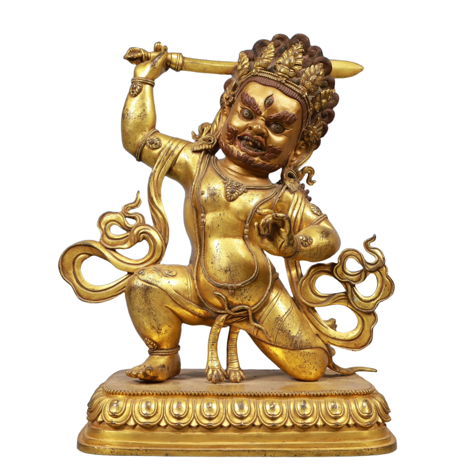 A Solemn Gilt Bronze Statue of Mammon: A Solemn Gilt Bronze Statue of Mammon, Ming Dynasty, China, Size:11.8inx7.1inx13.6in, Weight:9100g 铜鎏金财神像,中国明代,尺寸:11