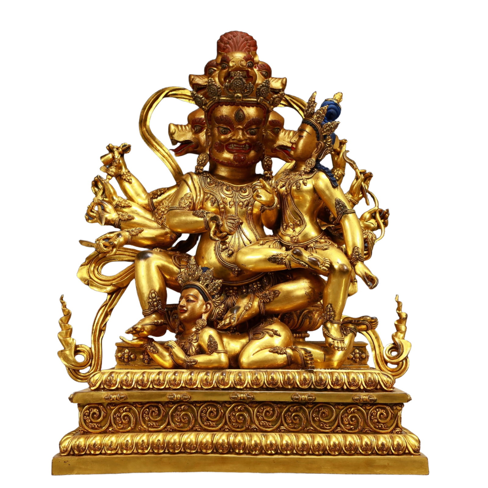 A Solemn Gilt Bronze Statue of Vajra,With Inscription: A Solemn Gilt Bronze Statue of Vajra,With Inscription,Ming Dynasty,China,Size:14.6inx9.4inx18.9in,Weight:26900g