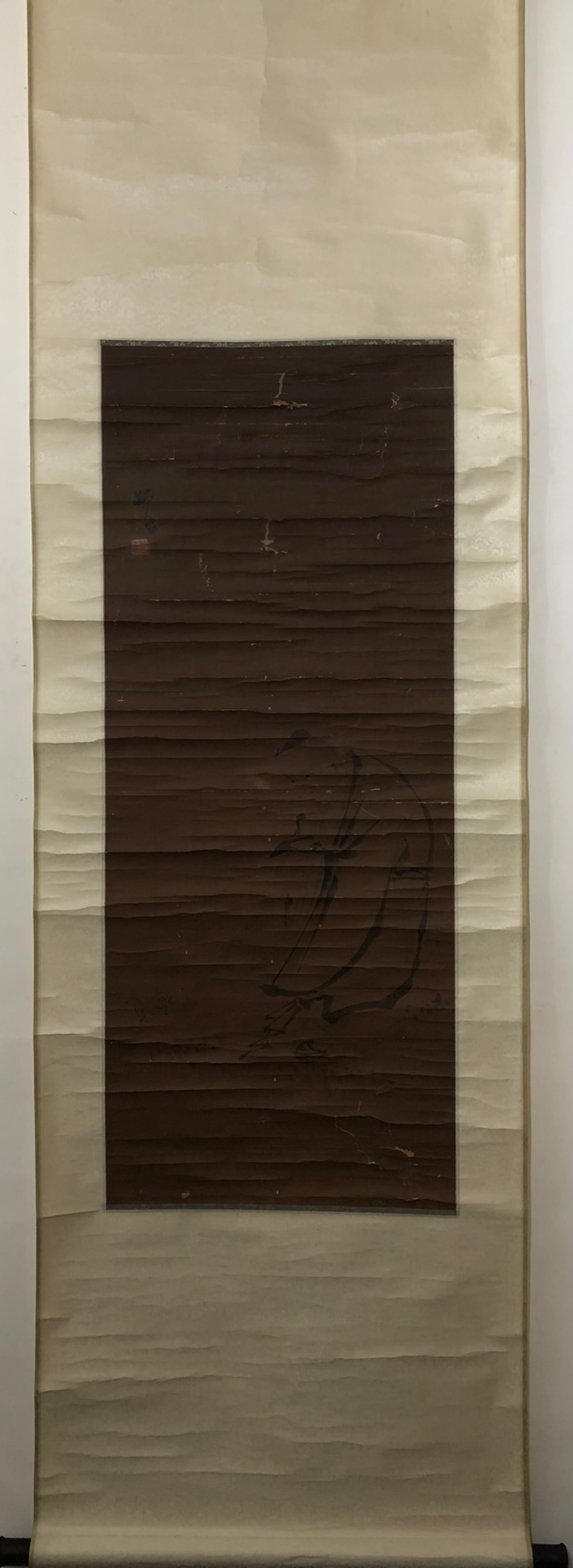 A Chinese Vertical Scroll Ink Painting of Figure on Paper: A Chinese Vertical Scroll Ink Painting of Figure on Paper,Shi Gu,Size:42.5inx17.3in 一幅中国水墨人物画立轴,师古